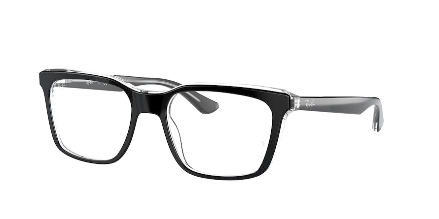Ray-Ban Optical RX5391F Rectangle Eyeglasses  2034-BLACK ON TRANSPARENT 53-18-145 - Color Map black