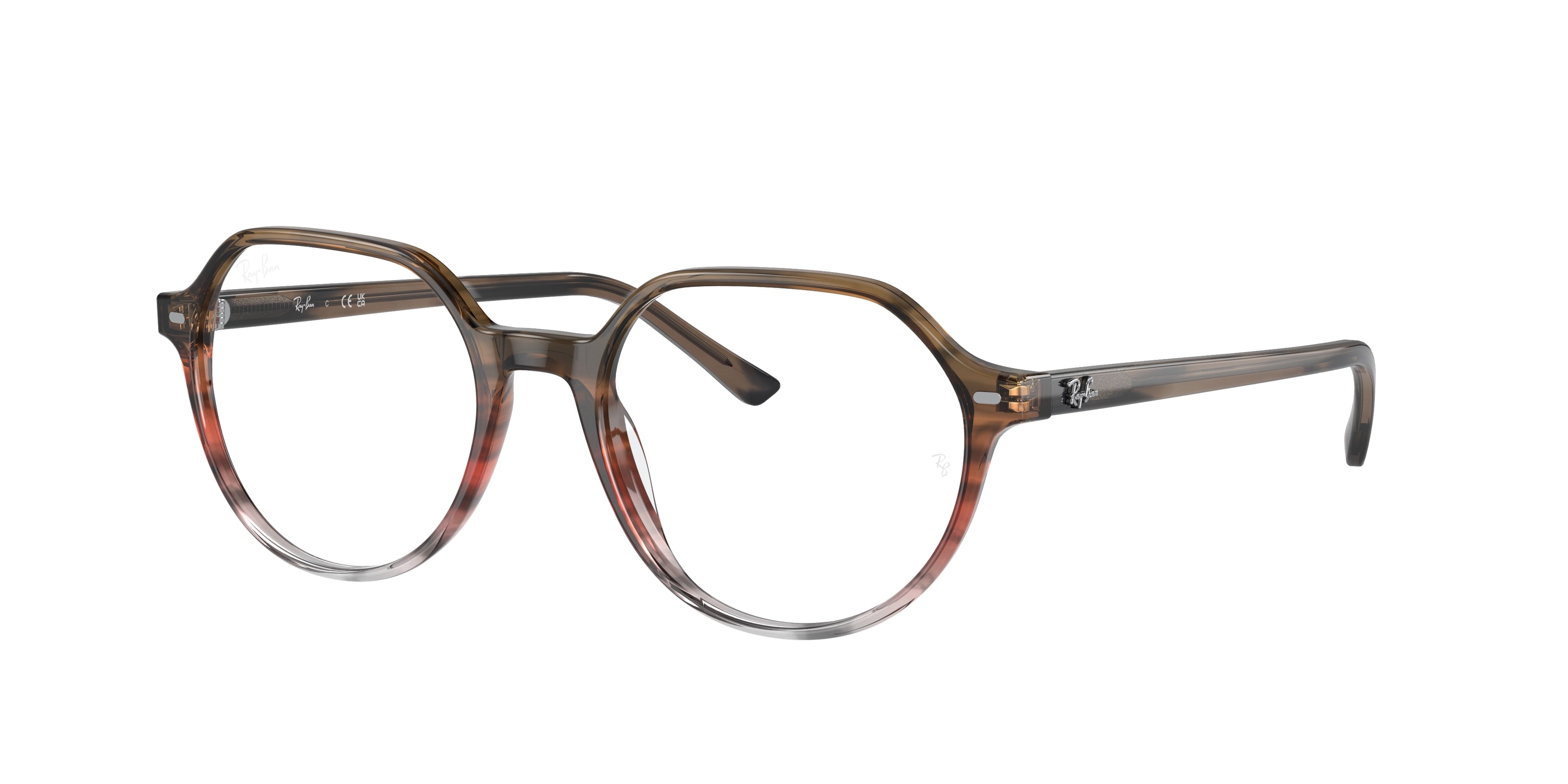Ray-Ban Optical THALIA RX5395 Square Eyeglasses  8251-Striped Brown & Red 51-145-18 - Color Map Brown
