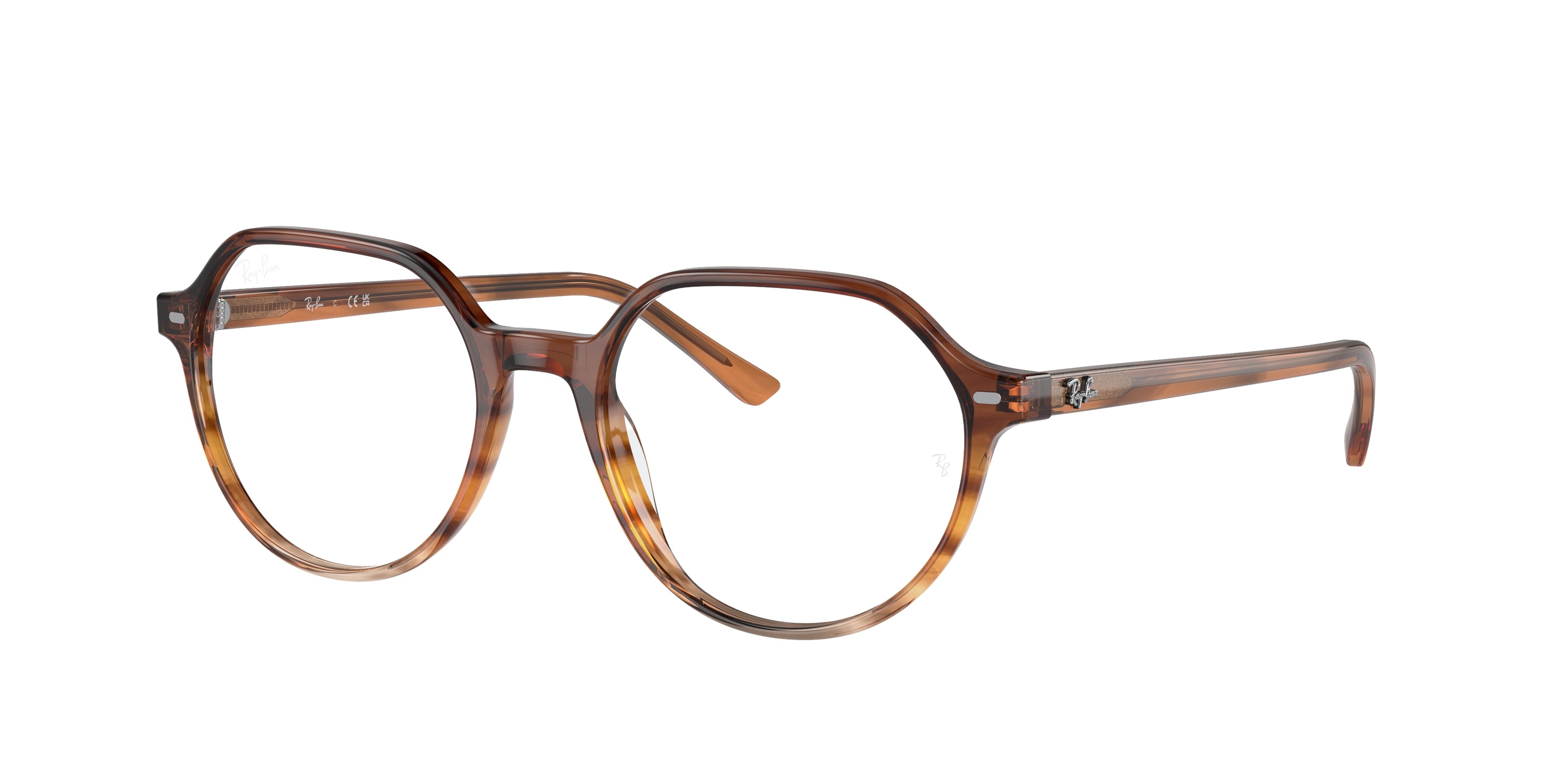 Ray-Ban Optical THALIA RX5395 Square Eyeglasses  8253-Striped Brown & Yellow 51-145-18 - Color Map Brown