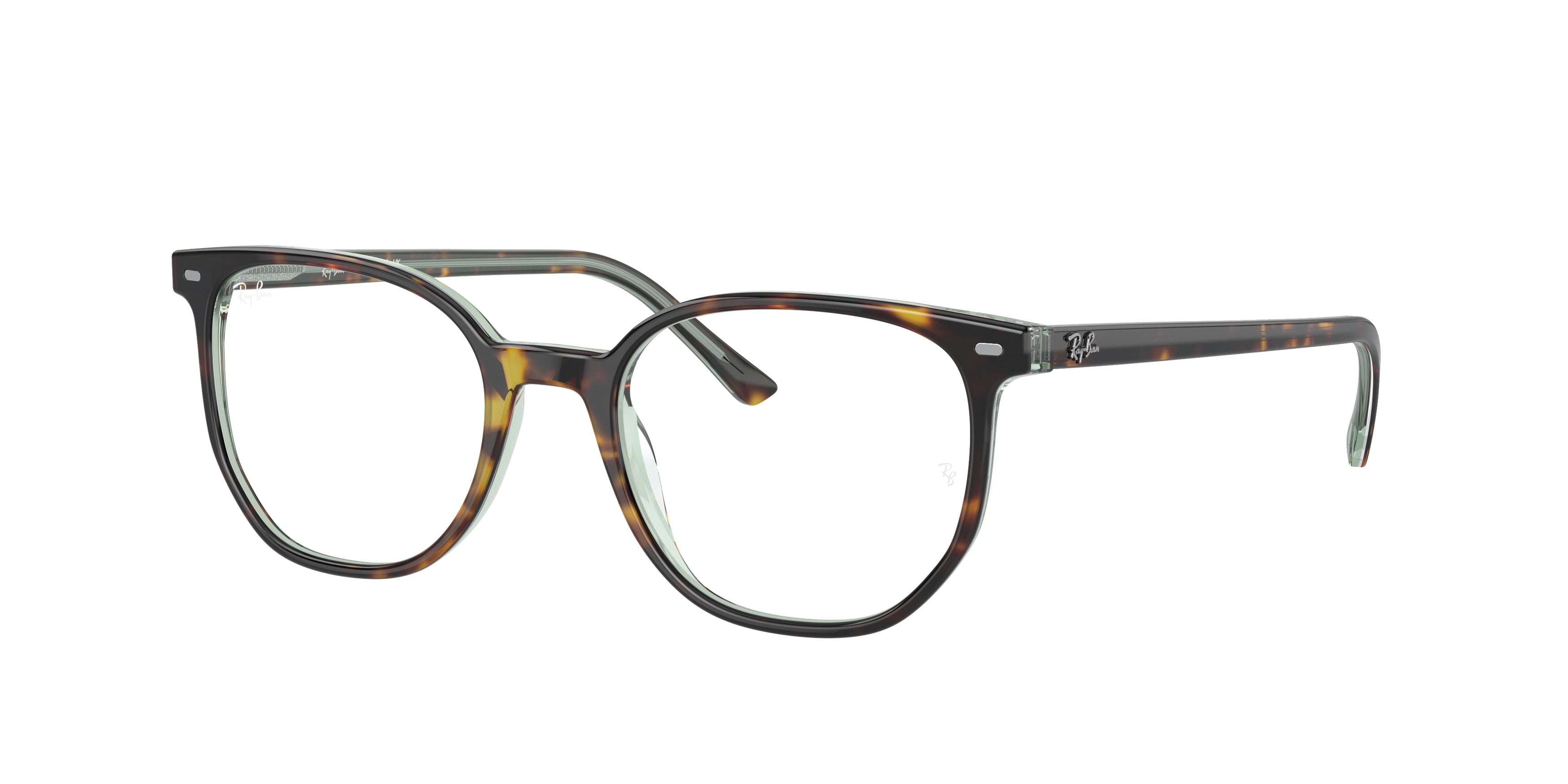 Ray-Ban Optical ELLIOT RX5397 Irregular Eyeglasses  8249-Havana On Transparent Green 52-145-19 - Color Map Brown