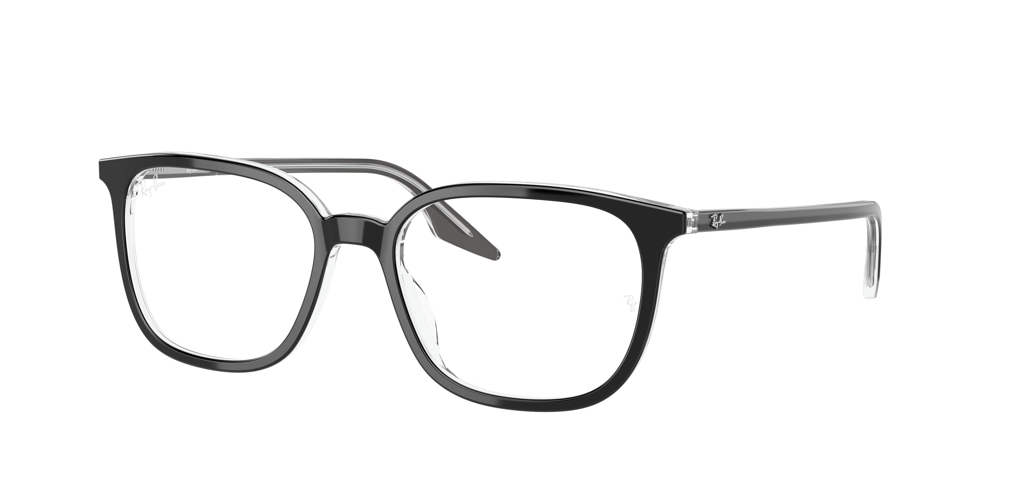 Ray-Ban Optical RX5406F Square Eyeglasses  2034-Black On Transparent 54-150-18 - Color Map Black