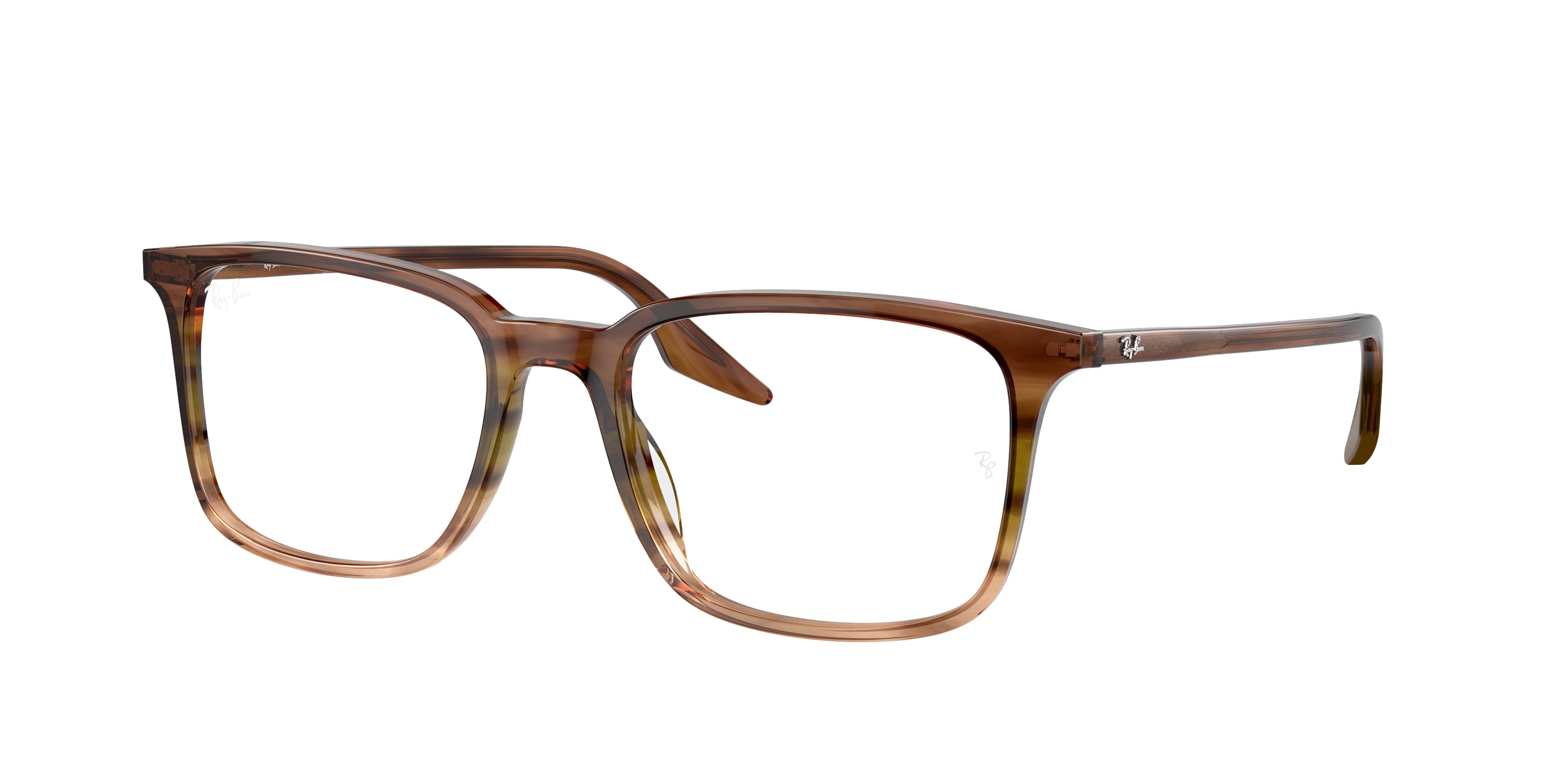 Ray-Ban Optical RX5421F Rectangle Eyeglasses  8255-Striped Brown & Green 55-145-19 - Color Map Brown