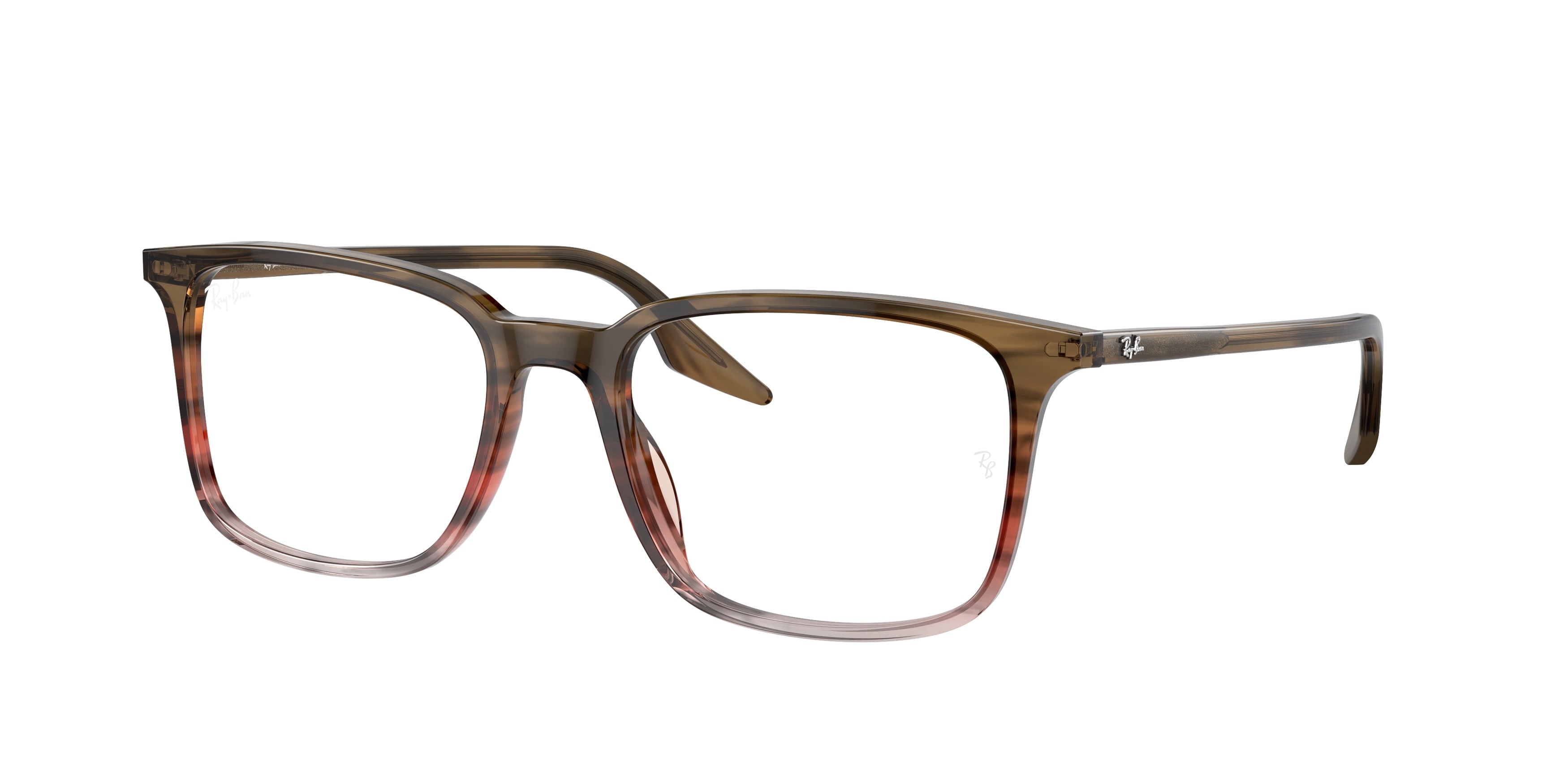 Ray-Ban Optical RX5421 Rectangle Eyeglasses  8251-Striped Brown & Red 55-145-19 - Color Map Brown