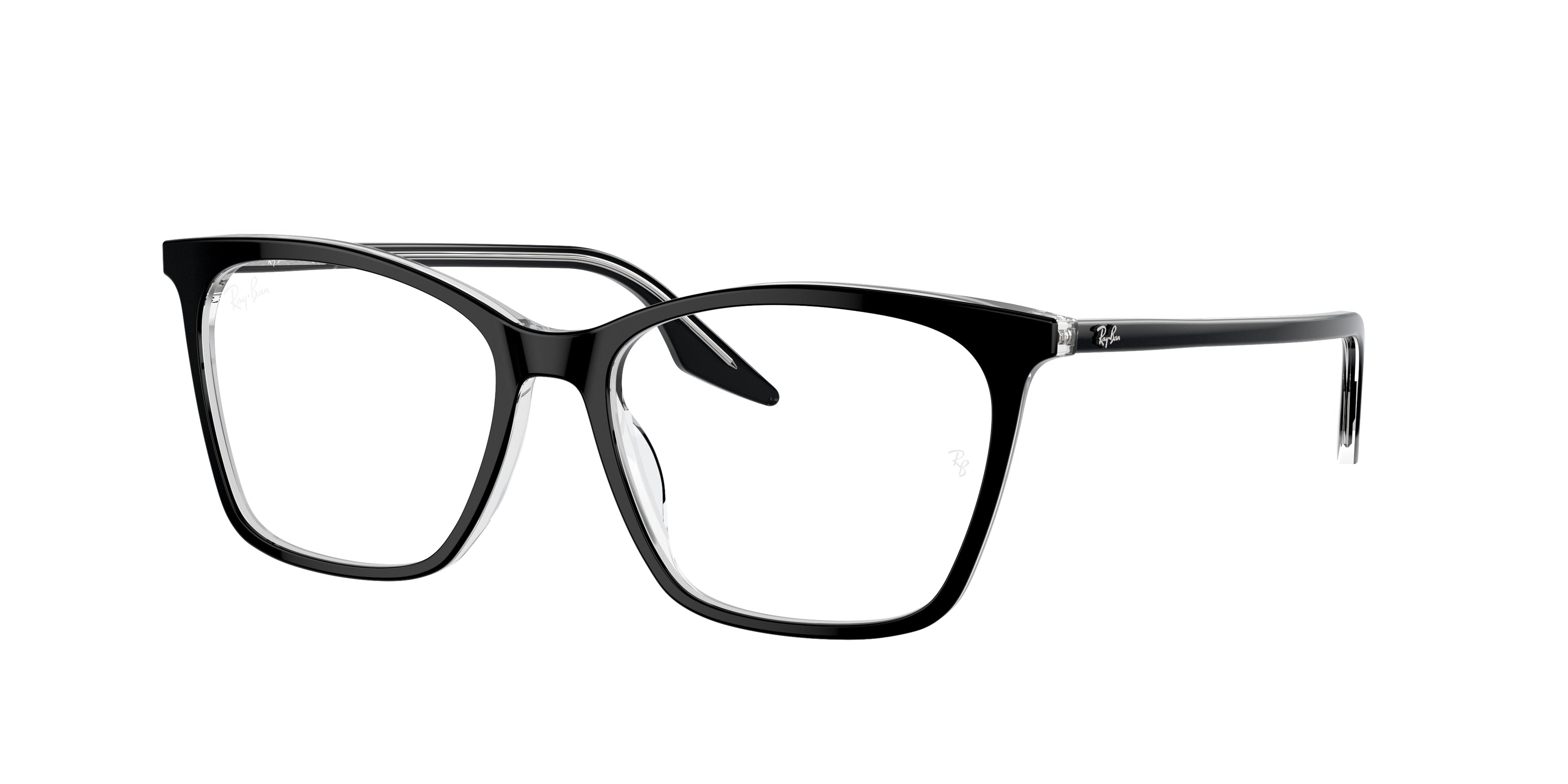 Ray-Ban Optical RX5422F Cat Eye Eyeglasses  2034-Black On Transparent 52-145-16 - Color Map Black