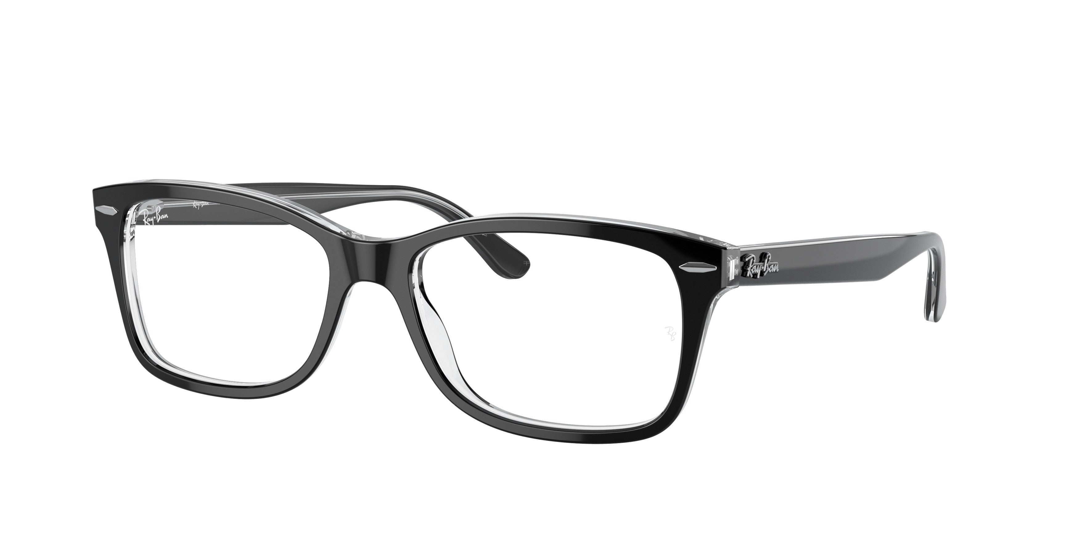 Ray-Ban Optical RX5428F Square Eyeglasses  2034-Black On Transparent 55-145-17 - Color Map Black