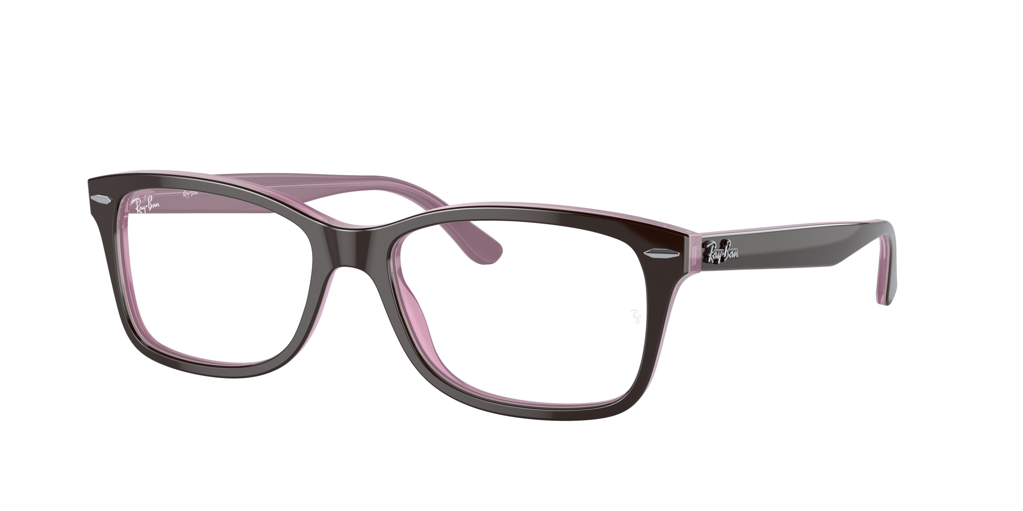 Ray-Ban Optical RX5428F Square Eyeglasses  2126-Brown On Pink 55-145-17 - Color Map Brown
