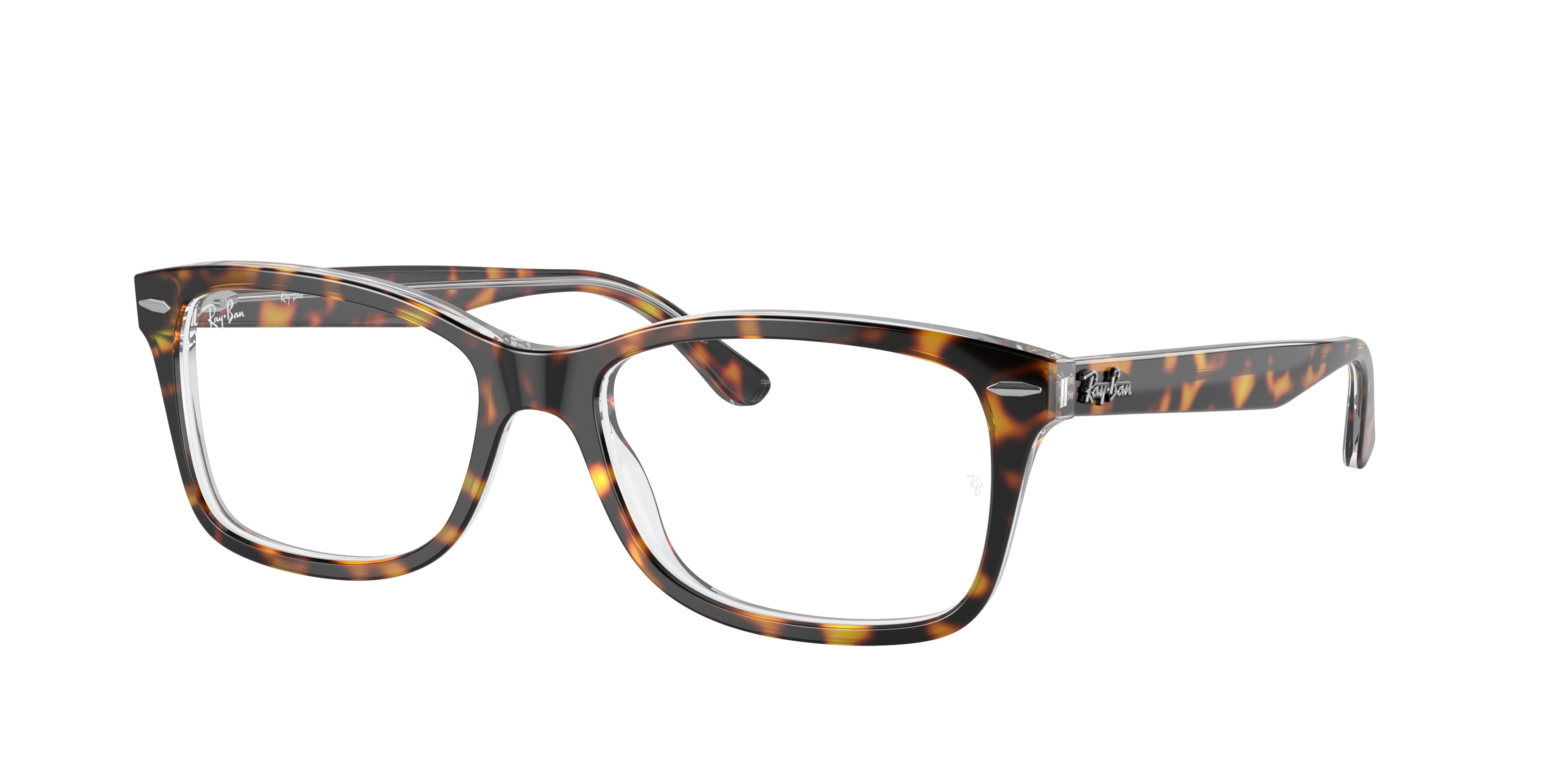 Ray-Ban Optical RX5428F Square Eyeglasses  5082-Havana On Transparent 55-145-17 - Color Map Brown