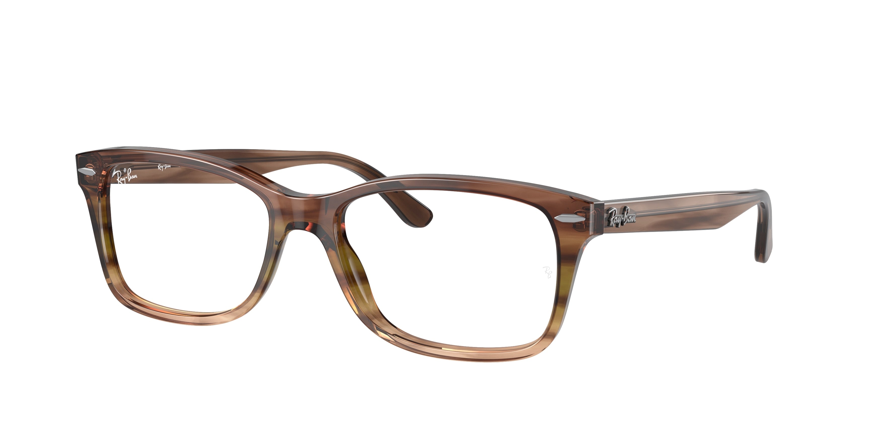 Ray-Ban Optical RX5428F Square Eyeglasses  8255-Striped Brown & Green 55-145-17 - Color Map Brown