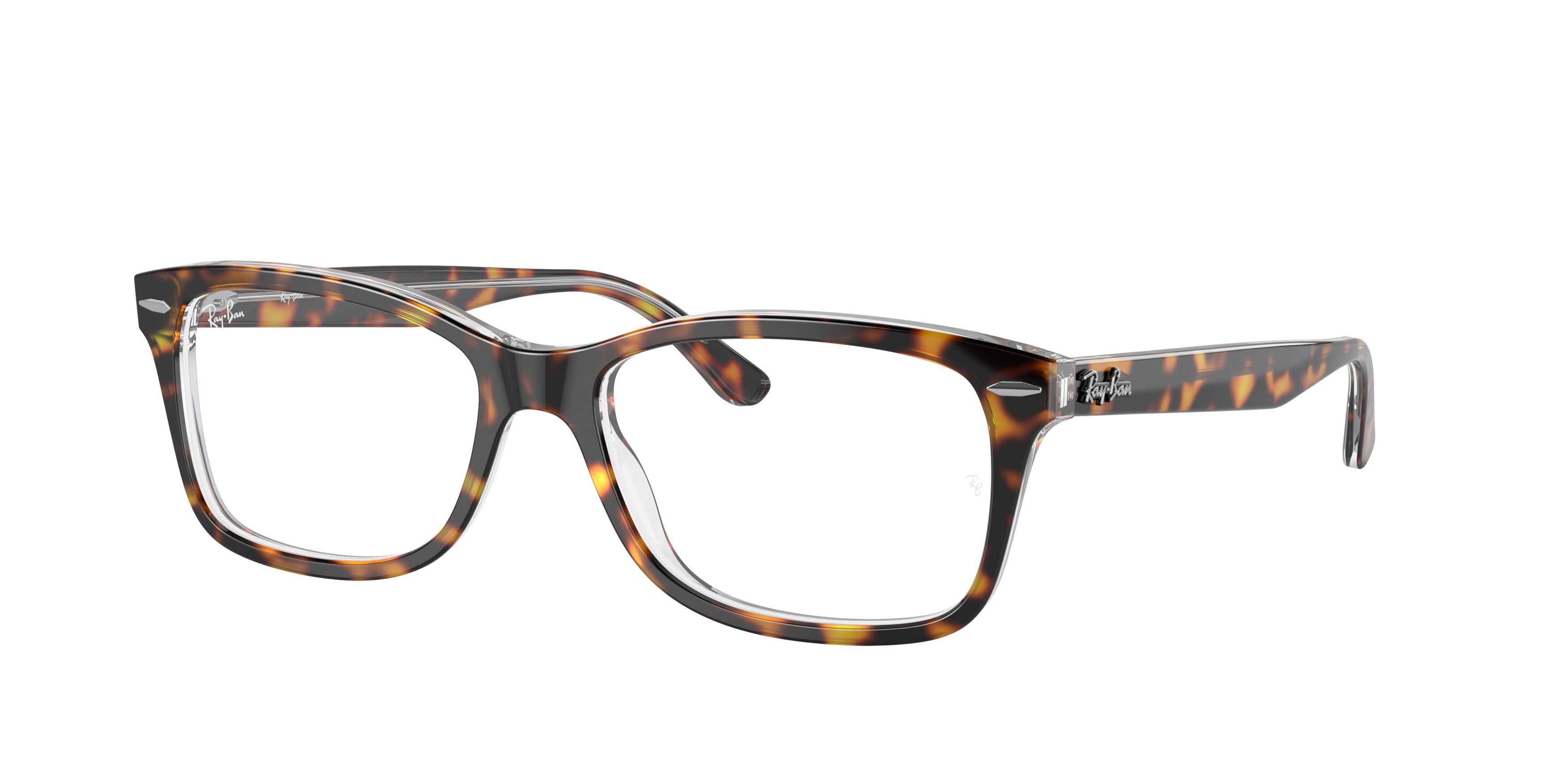 Ray-Ban Optical RX5428 Square Eyeglasses  5082-Havana On Transparent 55-145-17 - Color Map Brown