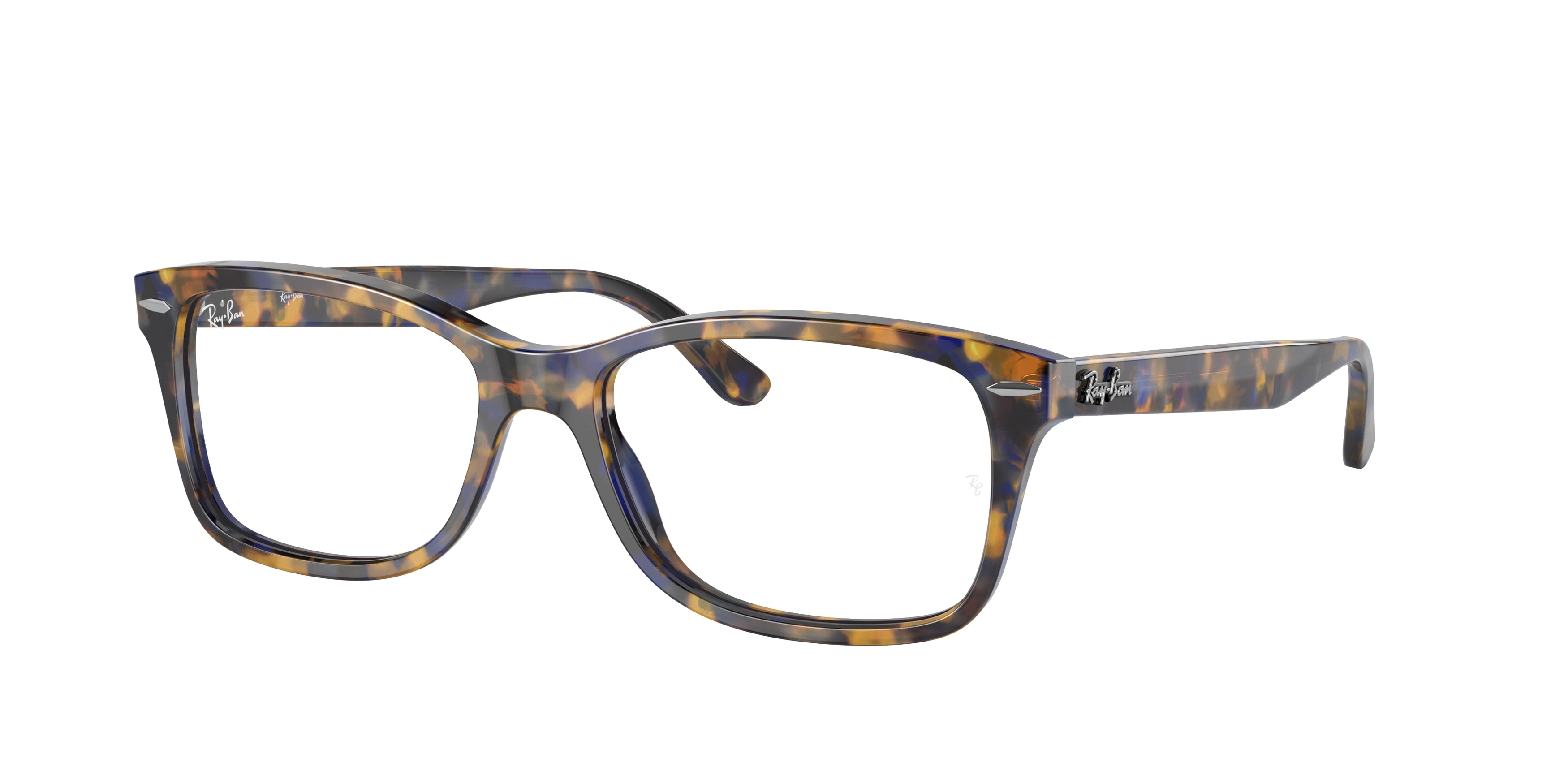 Ray-Ban Optical RX5428 Square Eyeglasses  8174-Yellow & Blue Havana 55-145-17 - Color Map Yellow