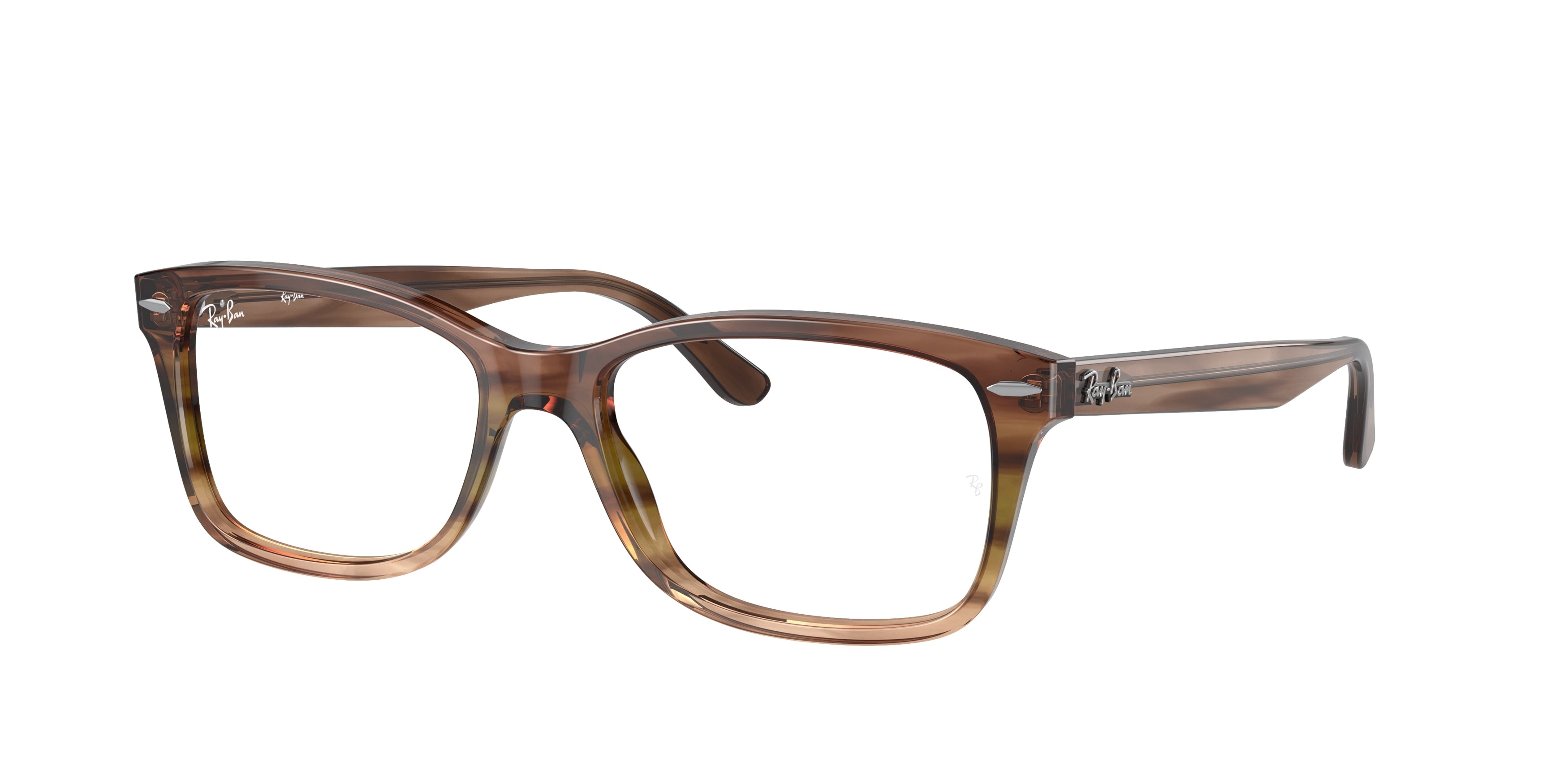 Ray-Ban Optical RX5428 Square Eyeglasses  8255-Striped Brown & Green 55-145-17 - Color Map Brown