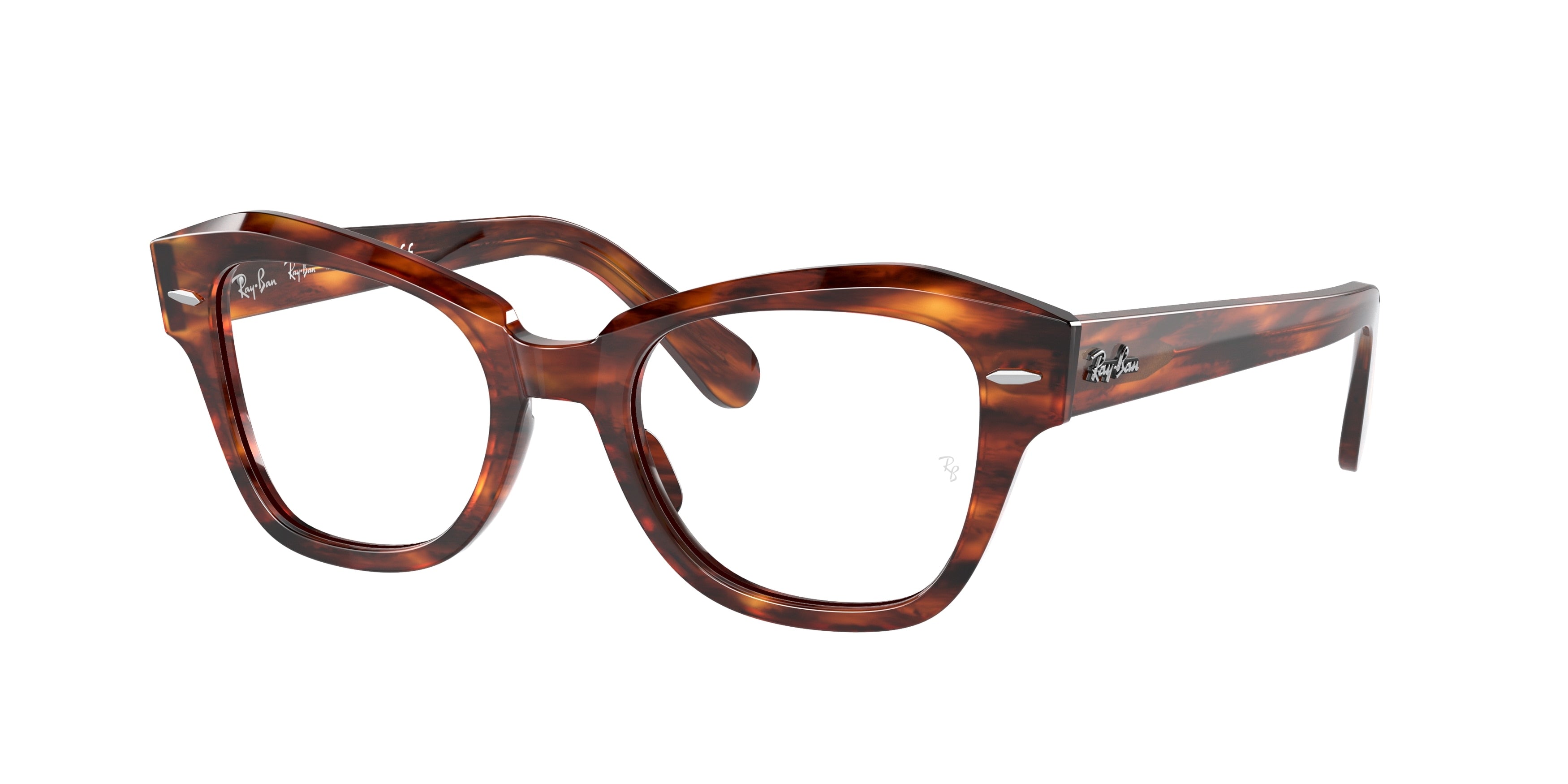 Ray-Ban Optical STATE STREET RX5486 Irregular Eyeglasses  2144-Striped Havana 48-145-20 - Color Map Brown