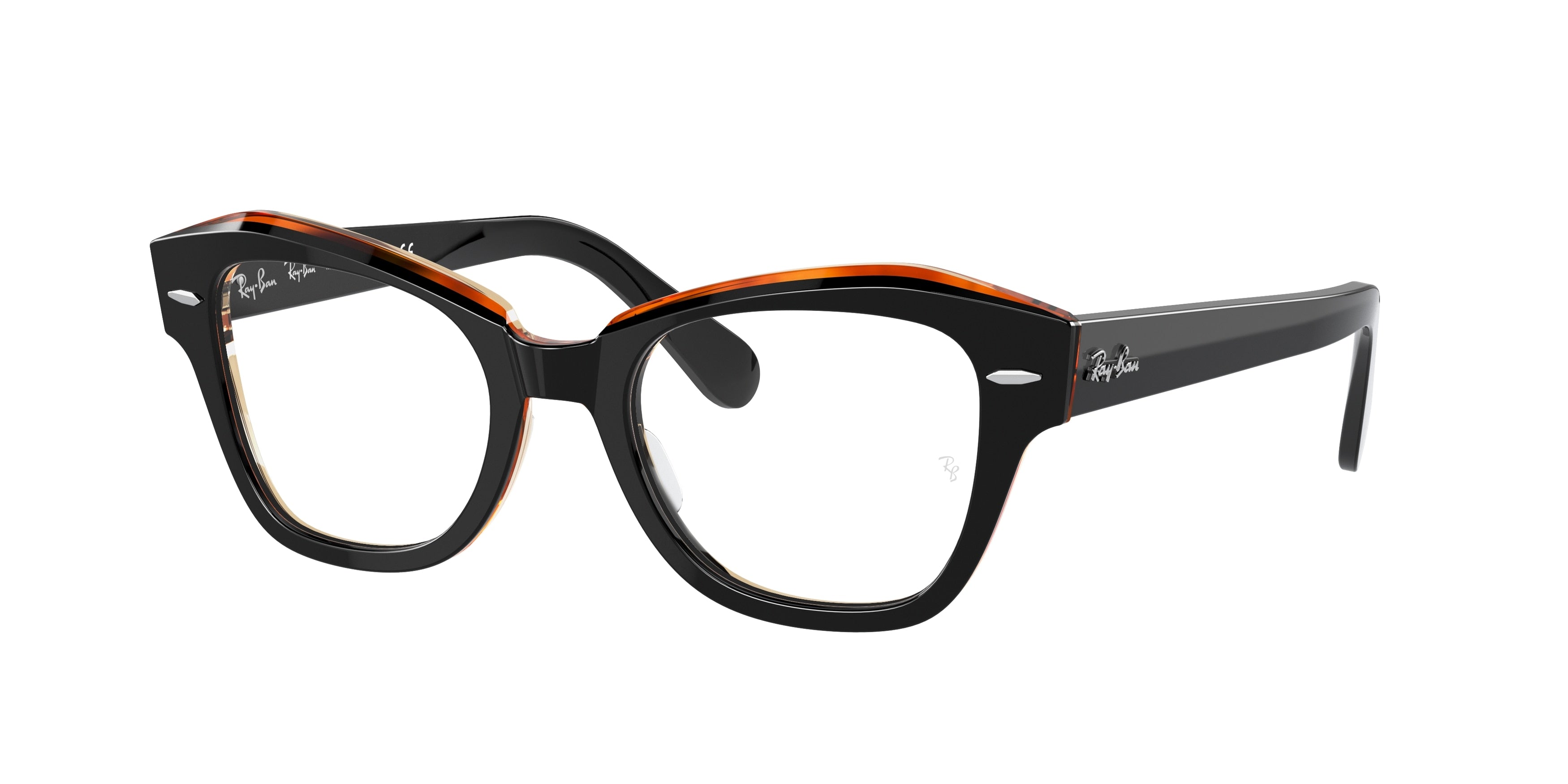 Ray-Ban Optical STATE STREET RX5486 Irregular Eyeglasses  8096-Black On Brown 48-145-20 - Color Map Black