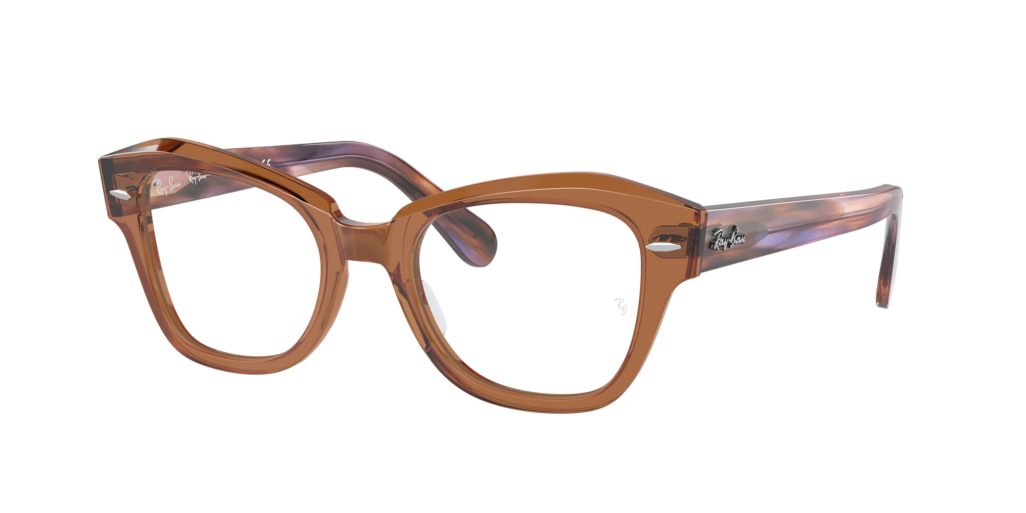 Ray-Ban Optical STATE STREET RX5486 Irregular Eyeglasses  8179-Transparent Brown 48-145-20 - Color Map Brown