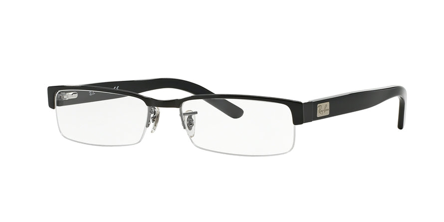 Ray-Ban Optical RX6182 Rectangle Eyeglasses  2502-BLACK ON GUNMETAL 53-17-140 - Color Map black