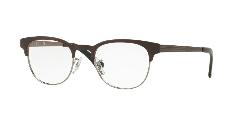 Ray-Ban Optical RX6317 Square Eyeglasses  2862-GUNMETAL ON TOP BRUSHED BROWN 49-20-140 - Color Map brown