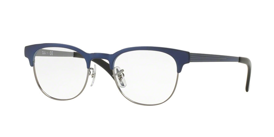 Ray-Ban Optical RX6317 Square Eyeglasses  2863-TOP BRUSHED BLUE ON GUNMETAL 49-20-140 - Color Map blue