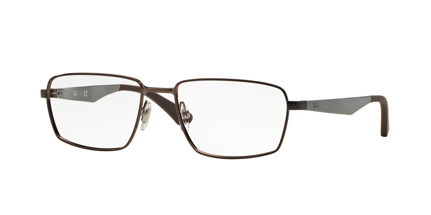 Ray-Ban Optical RX6334 Rectangle Eyeglasses  2511-SHINY DARK BROWN 55-17-145 - Color Map brown