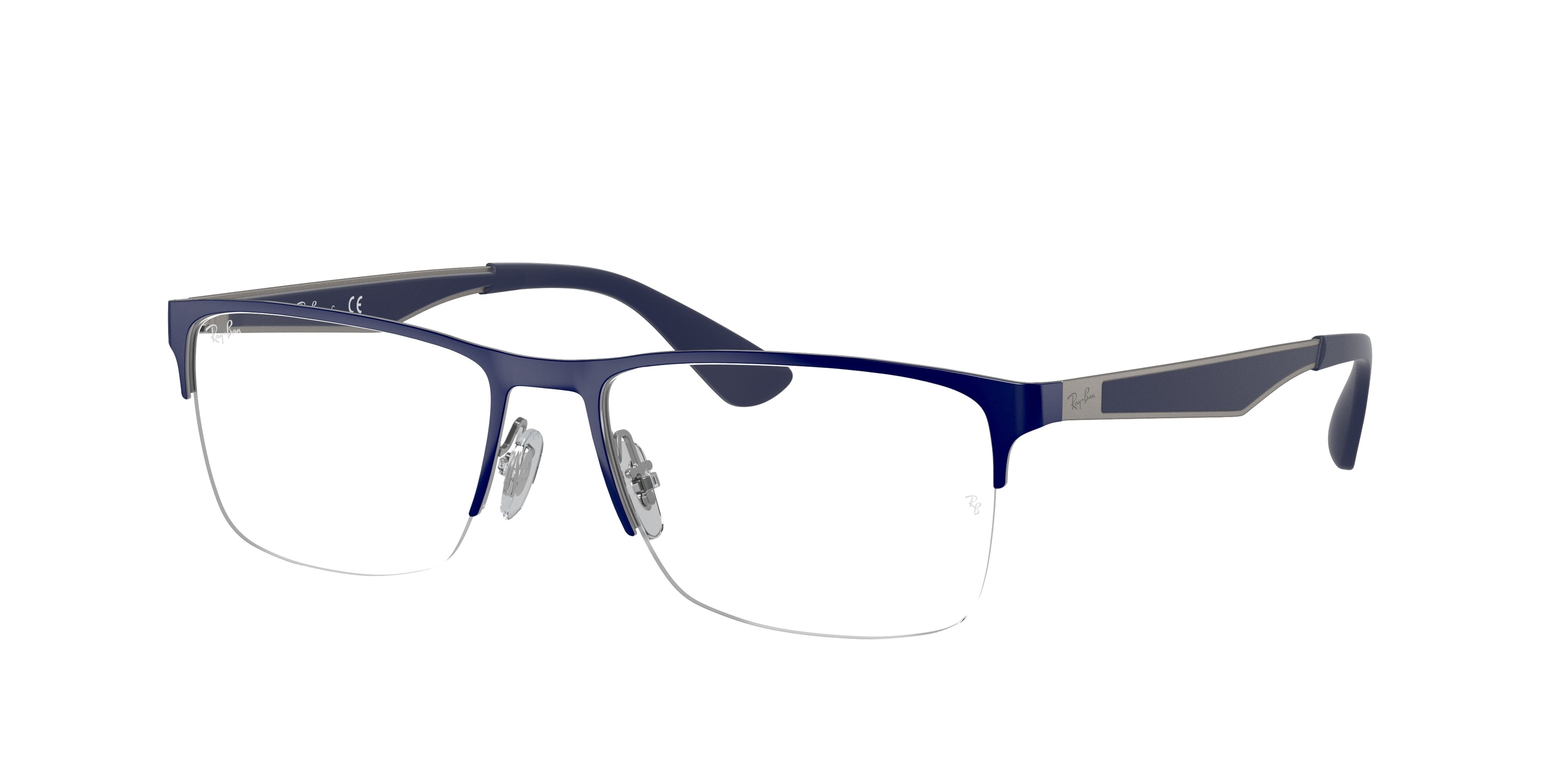Ray-Ban Optical RX6335 Rectangle Eyeglasses  2947-Blue On Gunmetal 55-145-17 - Color Map Blue