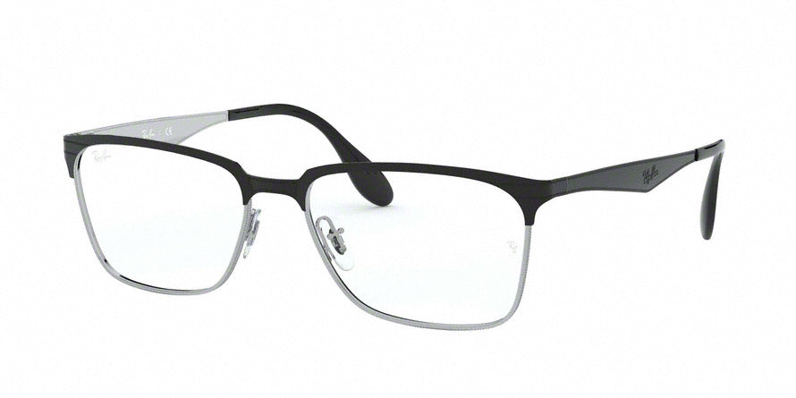 Ray-Ban Optical RX6344 Square Eyeglasses  2861-TOP BLACK ON SILVER 56-17-145 - Color Map black