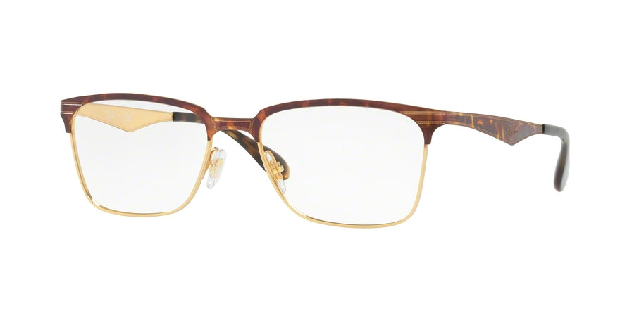 Ray-Ban Optical RX6344 Square Eyeglasses  2917-GOLD/HAVANA 56-17-145 - Color Map havana