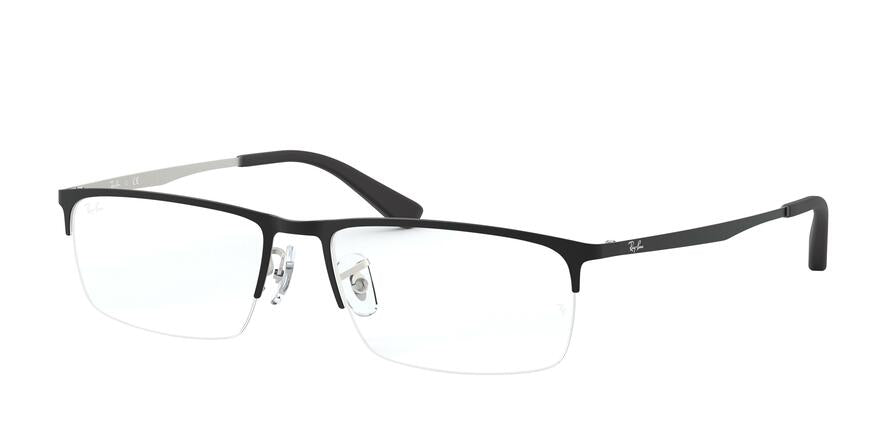 Ray-Ban Optical RX6349D Rectangle Eyeglasses  2832-TOP MAT BLACK ON MAT SILVER 55-17-145 - Color Map black