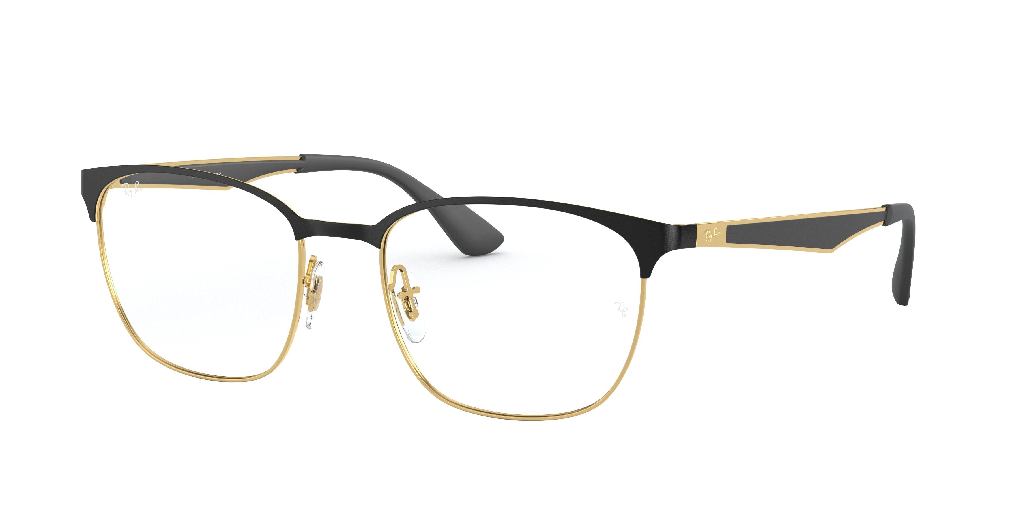 Ray-Ban Optical RX6356 Square Eyeglasses  2875-Black On Gold 52-145-18 - Color Map Black