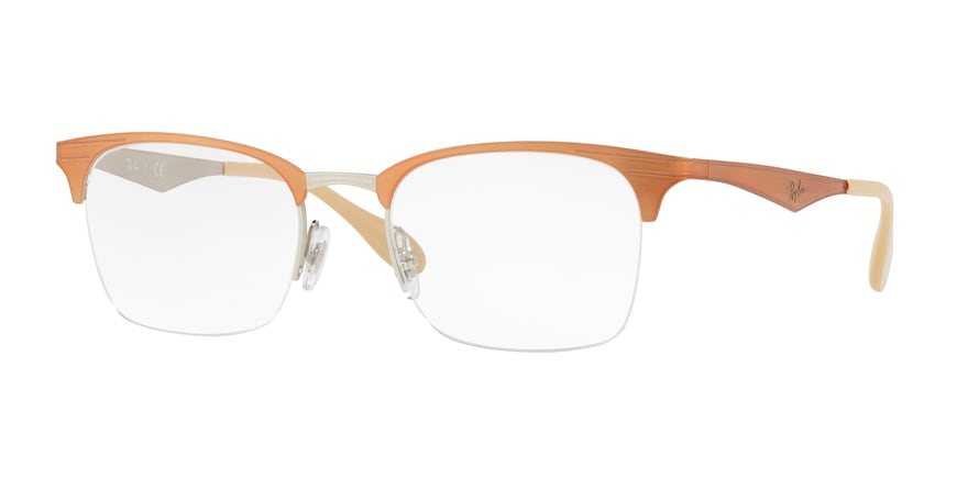 Ray-Ban Optical RX6360 Square Eyeglasses  2920-SILVER TOP LIGHT BROWN 51-20-145 - Color Map brown