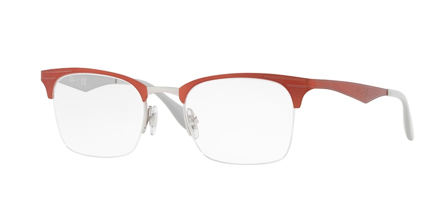 Ray-Ban Optical RX6360 Square Eyeglasses  2921-SILVER TOP RED 51-20-145 - Color Map red