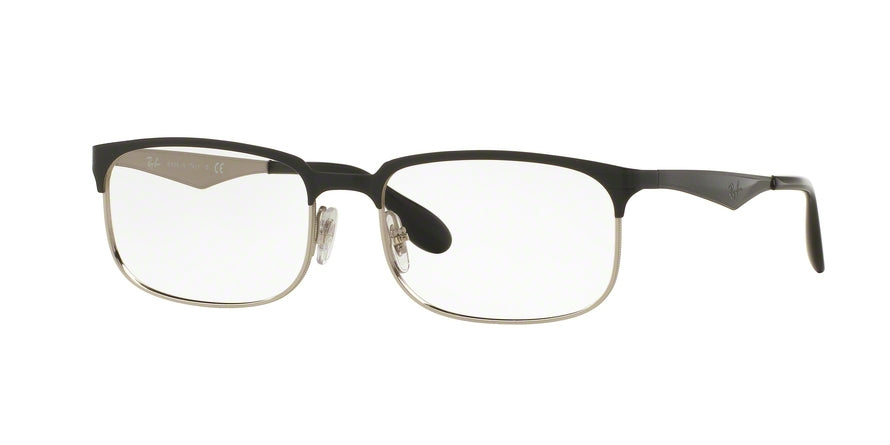 Ray-Ban Optical RX6361 Rectangle Eyeglasses  2861-TOP SHINY BLACK ON SILVER 52-17-140 - Color Map black