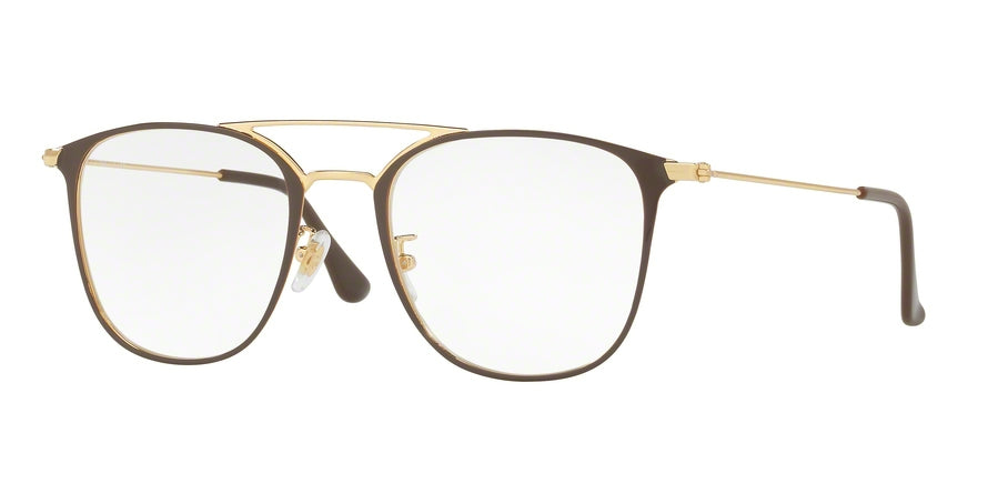 Ray-Ban Optical RX6377F Square Eyeglasses  2905-GOLD/SHINY BROWN 52-21-145 - Color Map brown