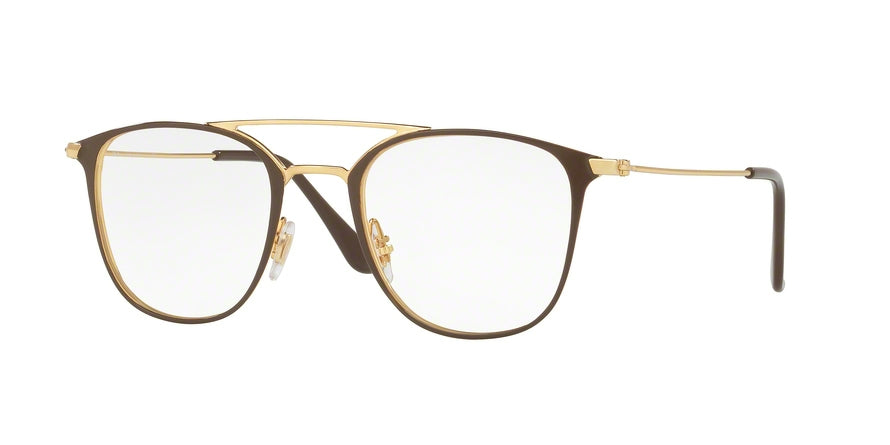 Ray-Ban Optical RX6377 Square Eyeglasses  2905-GOLD/SHINY BROWN 50-21-145 - Color Map brown