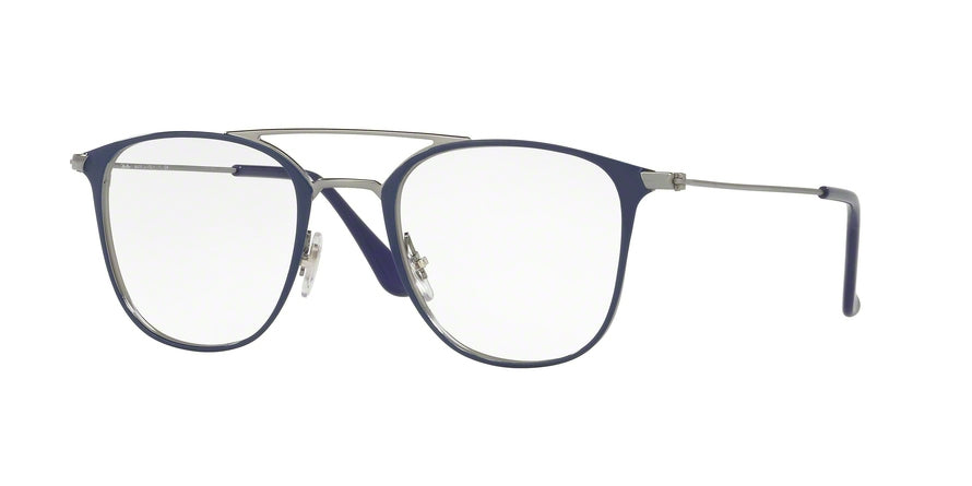 Ray-Ban Optical RX6377 Square Eyeglasses  2906-GUNMETAL/SHINY BLUE 50-21-145 - Color Map blue