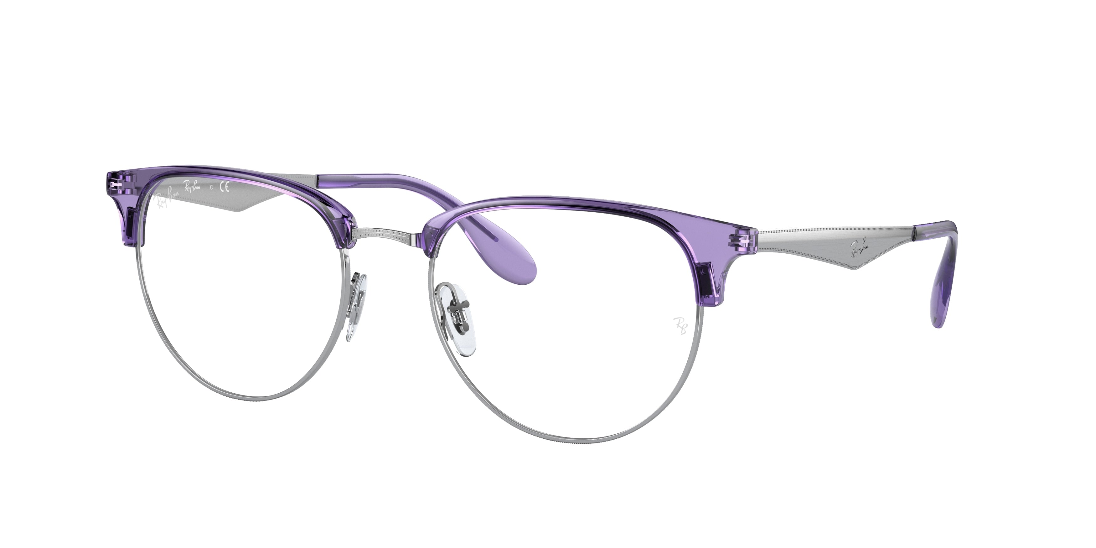 Ray-Ban Optical RX6396 Phantos Eyeglasses  3130-Transparent Violet On Silver 53-145-19 - Color Map Violet