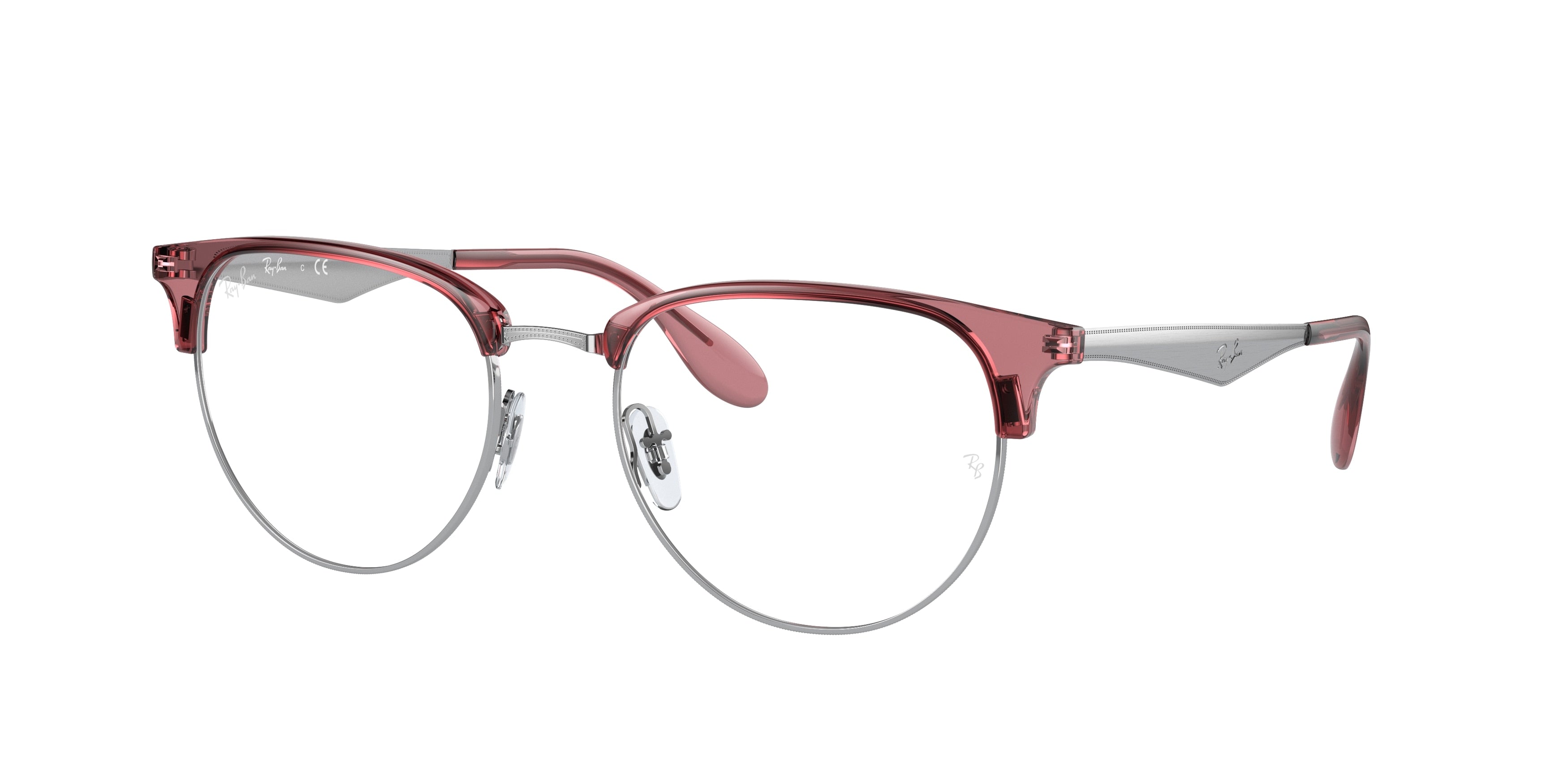Ray-Ban Optical RX6396 Phantos Eyeglasses  3131-Transparent Red On Silver 53-145-19 - Color Map Red