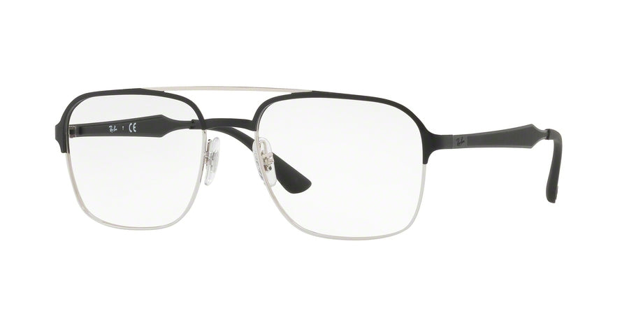 Ray-Ban Optical RX6404 Square Eyeglasses  2861-SILVER TOP BLACK 56-18-145 - Color Map black