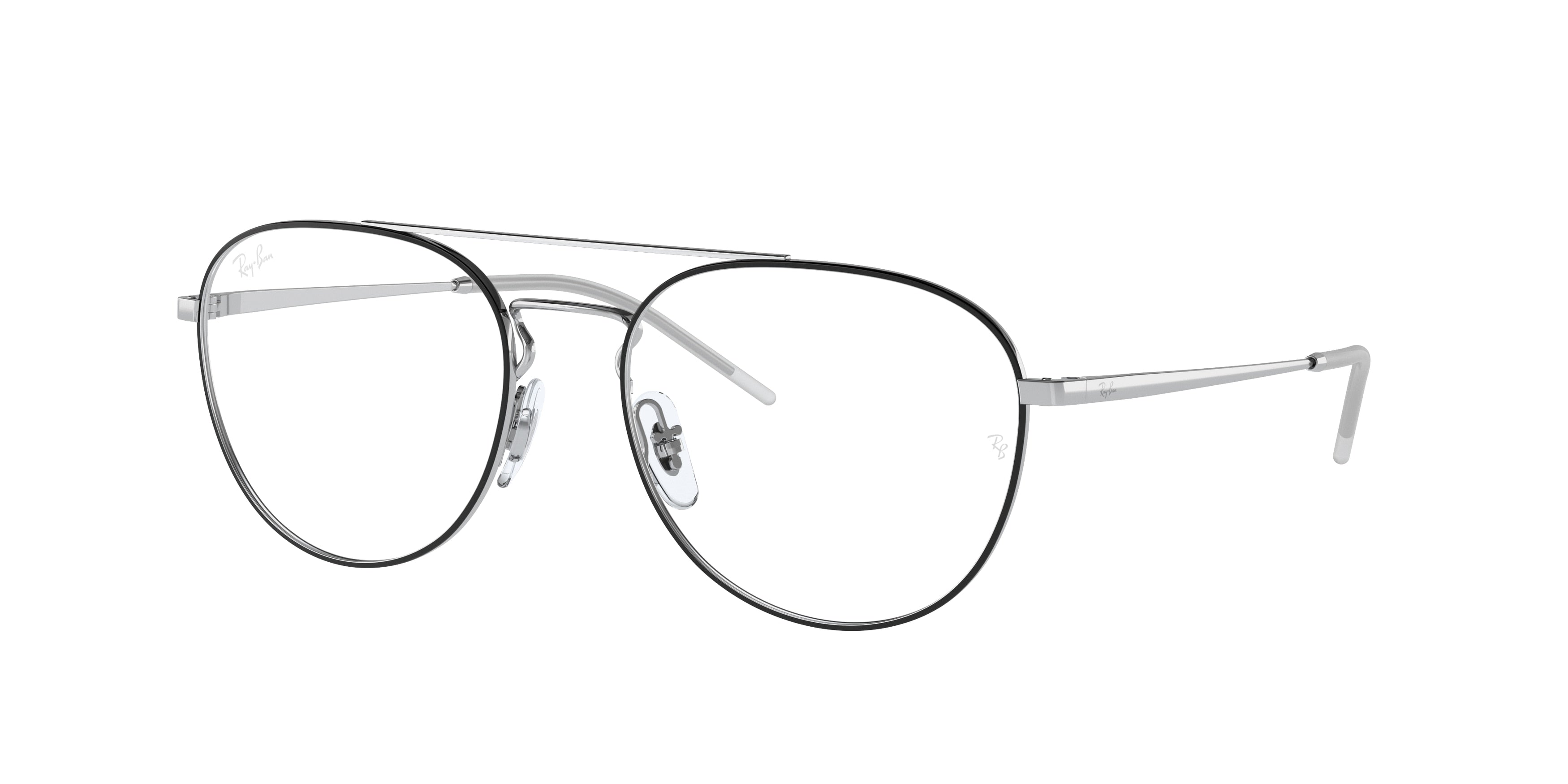 Ray-Ban Optical RX6414 Phantos Eyeglasses  2983-Black On Silver 55-140-18 - Color Map Black