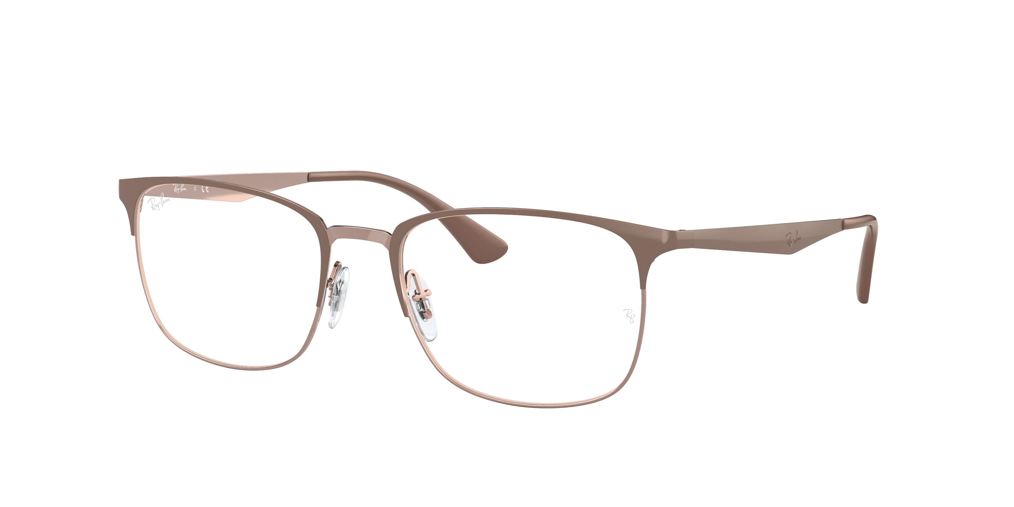 Ray-Ban Optical RX6421 Square Eyeglasses  2973-Beige On Copper 54-145-18 - Color Map Brown