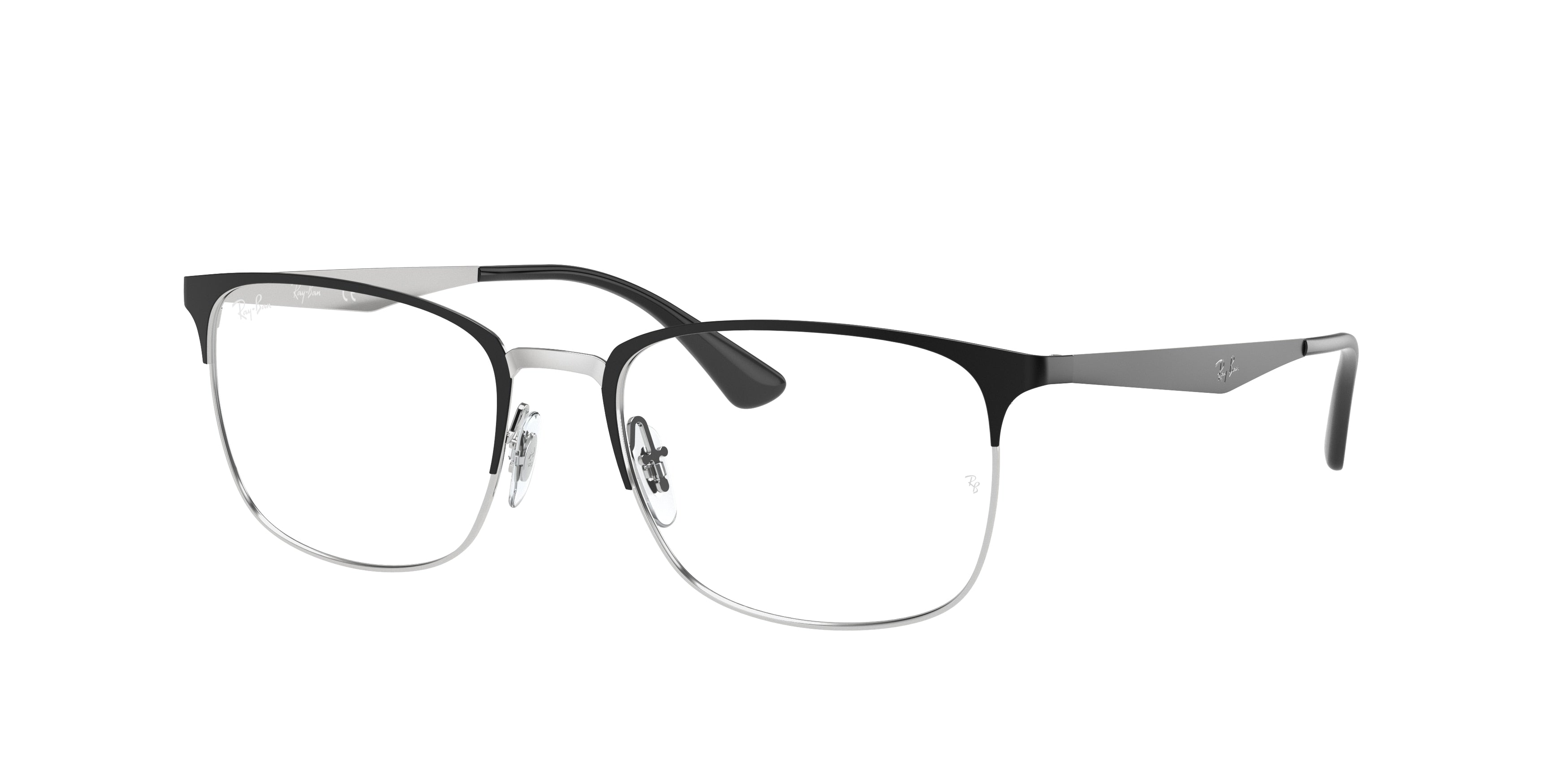 Ray-Ban Optical RX6421 Square Eyeglasses  2997-Black On Silver 56-150-18 - Color Map Black