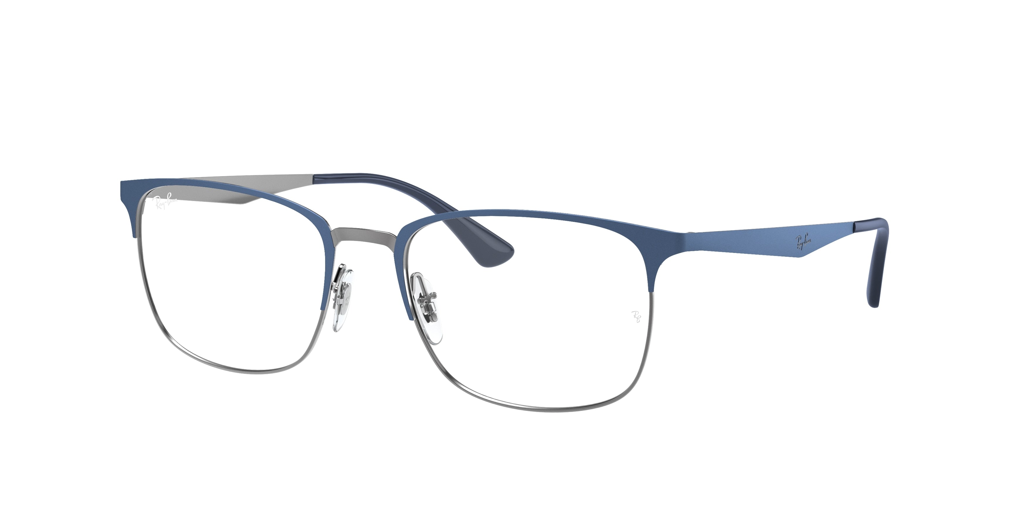 Ray-Ban Optical RX6421 Square Eyeglasses  3041-Blue On Gunmetal 54-145-18 - Color Map Blue