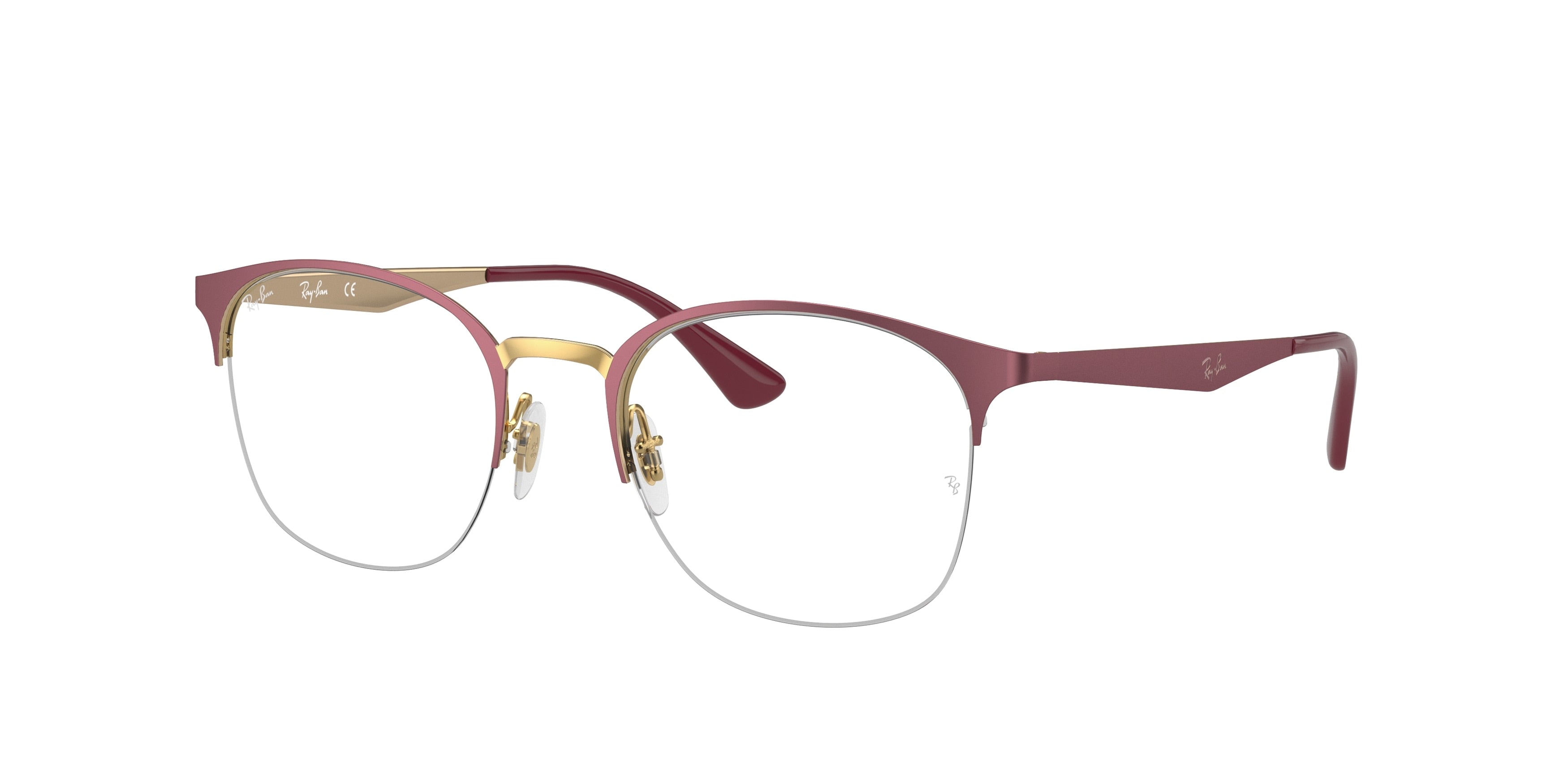 Ray-Ban Optical RX6422 Phantos Eyeglasses  3007-Bordeaux On Rose Gold 51-140-19 - Color Map Red