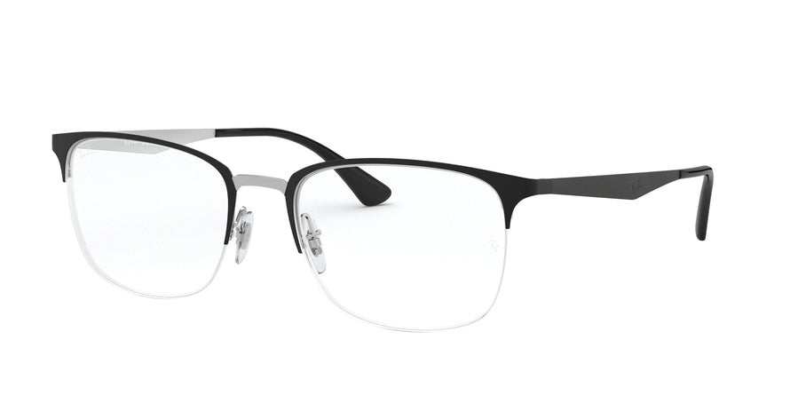 Ray-Ban Optical RX6433 Square Eyeglasses  2997-TOP MATTE BLACK ON SILVER 53-19-145 - Color Map black