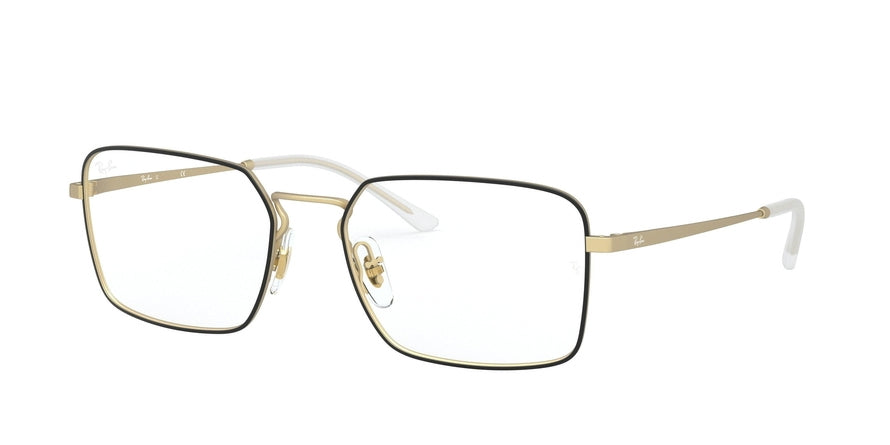 Ray-Ban Optical RX6440 Square Eyeglasses  3051-MATT BLACK ON RUBBER GOLD 55-18-140 - Color Map black