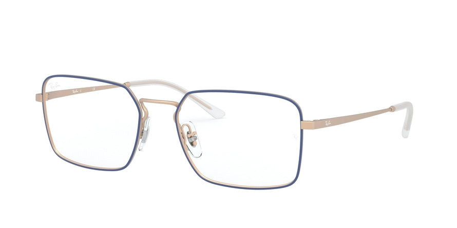 Ray-Ban Optical RX6440 Square Eyeglasses  3053-MATT BLUE ON RUBBER COPPER 55-18-140 - Color Map blue