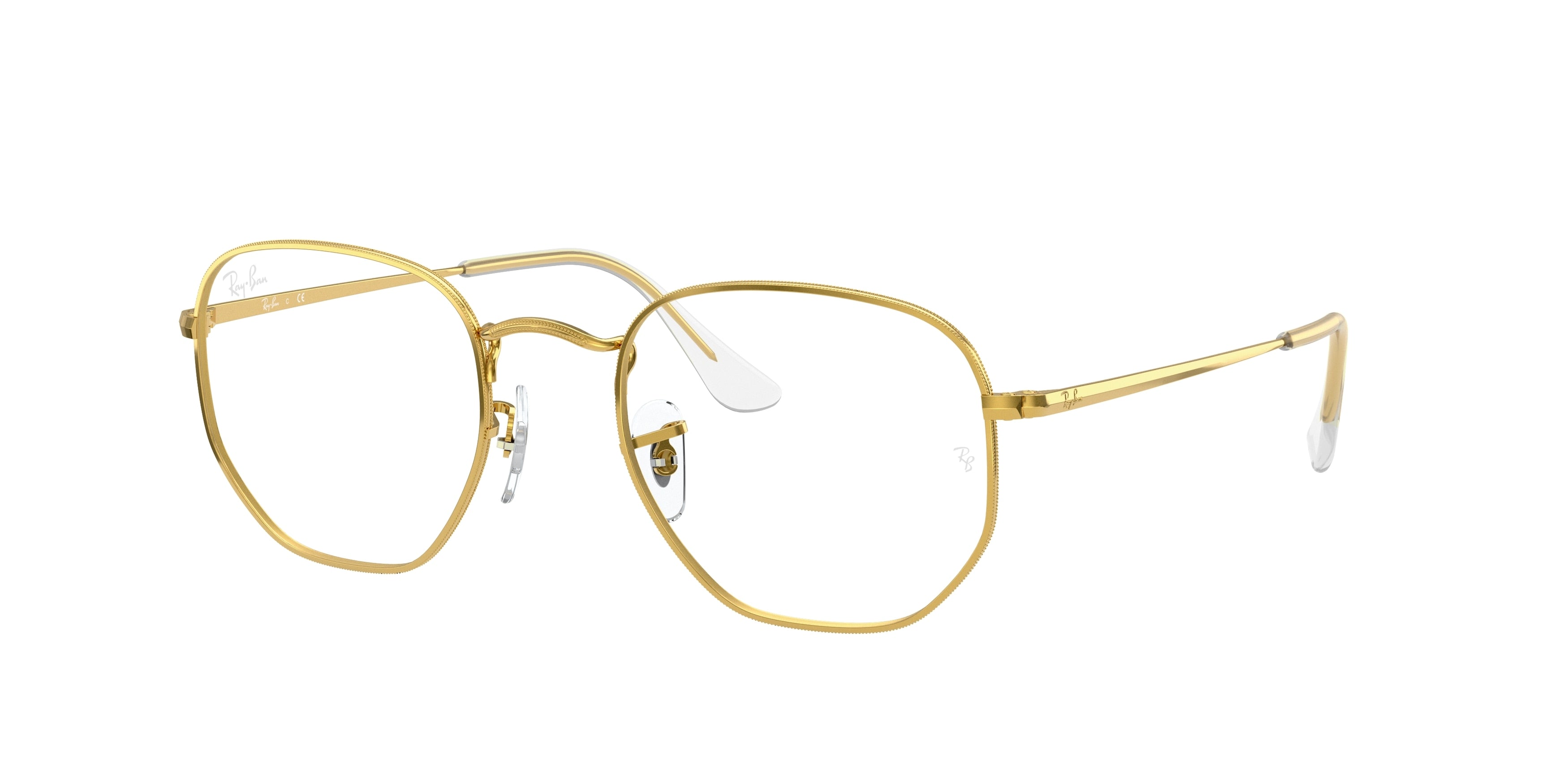 Ray-Ban Optical HEXAGONAL RX6448 Irregular Eyeglasses  3086-Gold 54-145-21 - Color Map Gold