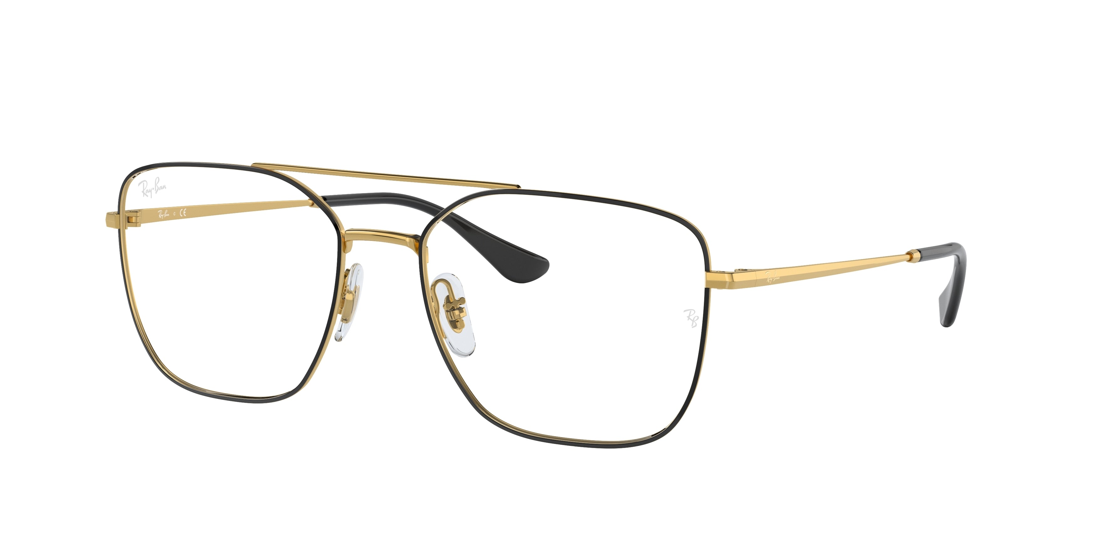 Ray-Ban Optical RX6450 Irregular Eyeglasses  2991-Black On Gold 54-145-18 - Color Map Black