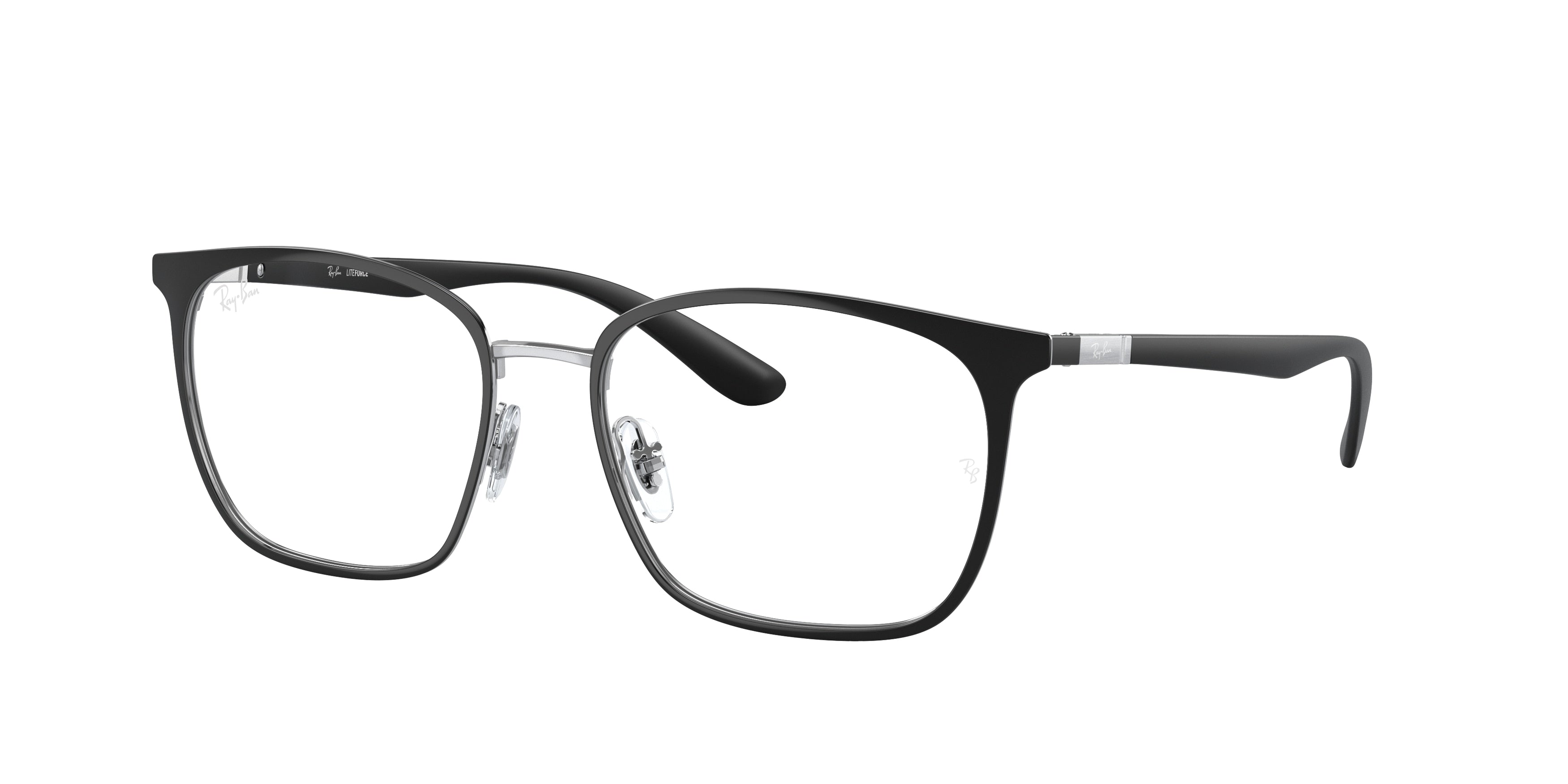 Ray-Ban Optical RX6486 Square Eyeglasses  2861-Black On Silver 54-145-17 - Color Map Black