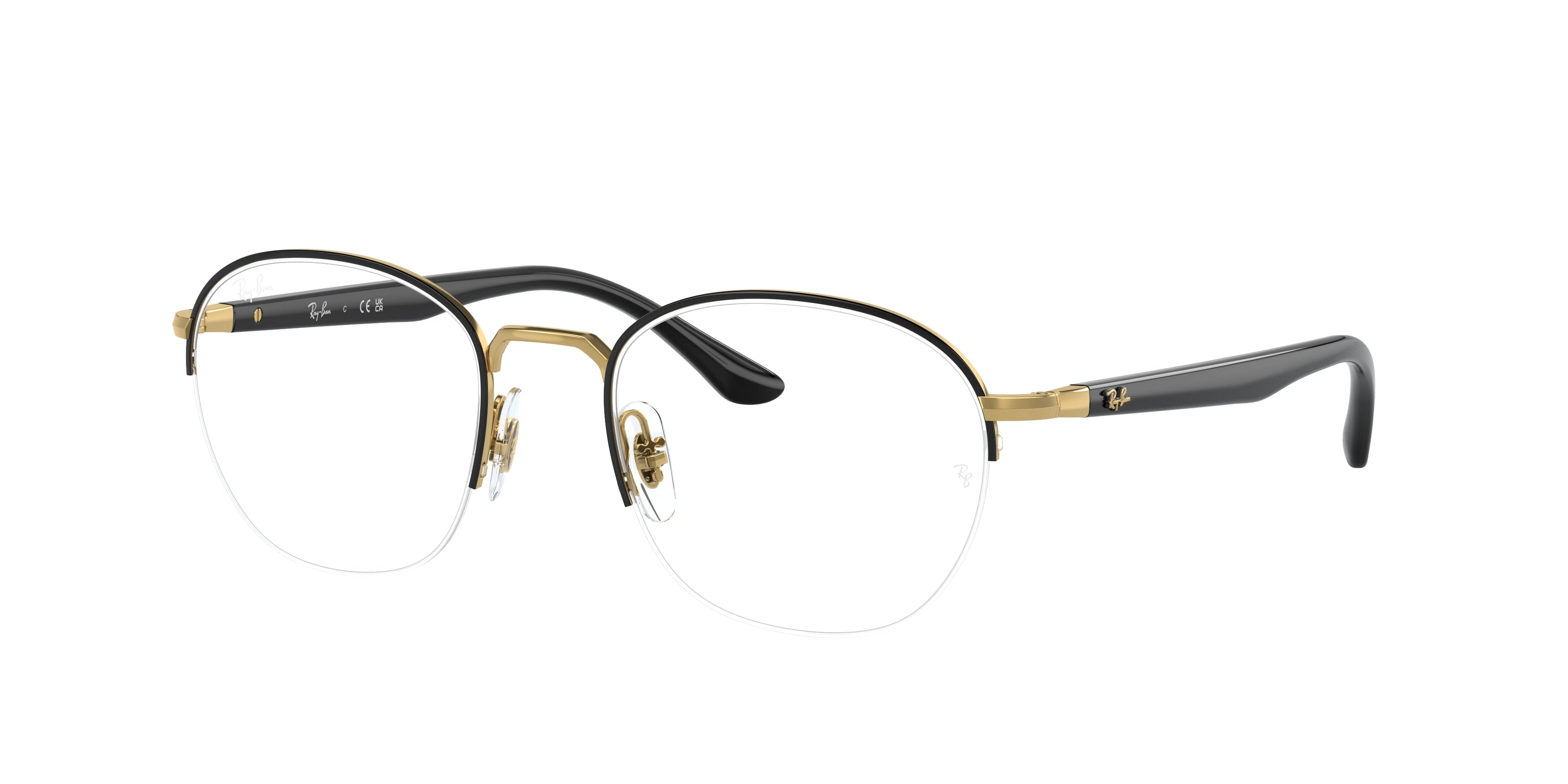 Ray-Ban Optical RX6487 Square Eyeglasses  2991-Black On Gold 52-145-20 - Color Map Black