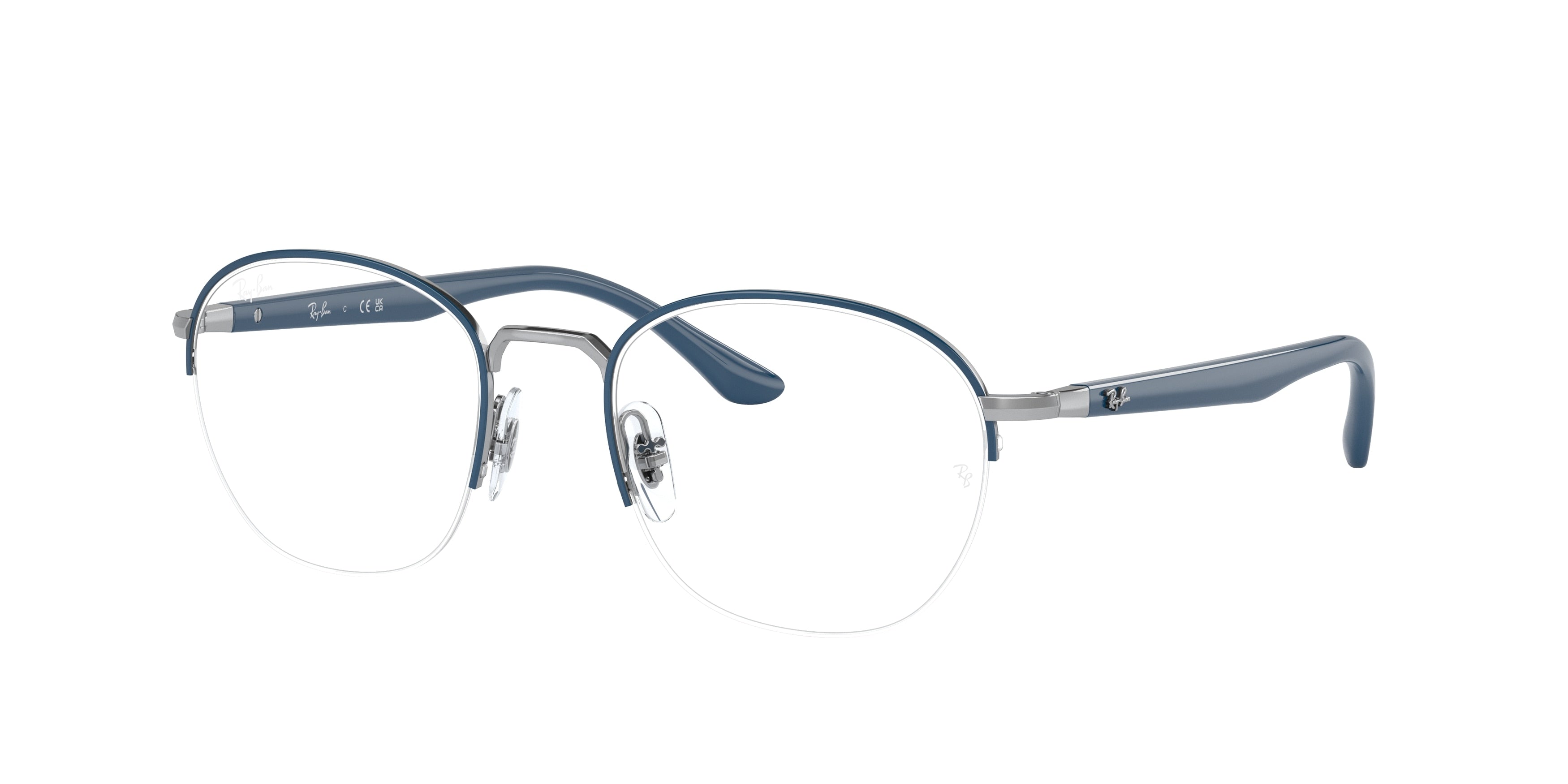 Ray-Ban Optical RX6487 Square Eyeglasses  3145-Blue On Silver 52-145-20 - Color Map Blue