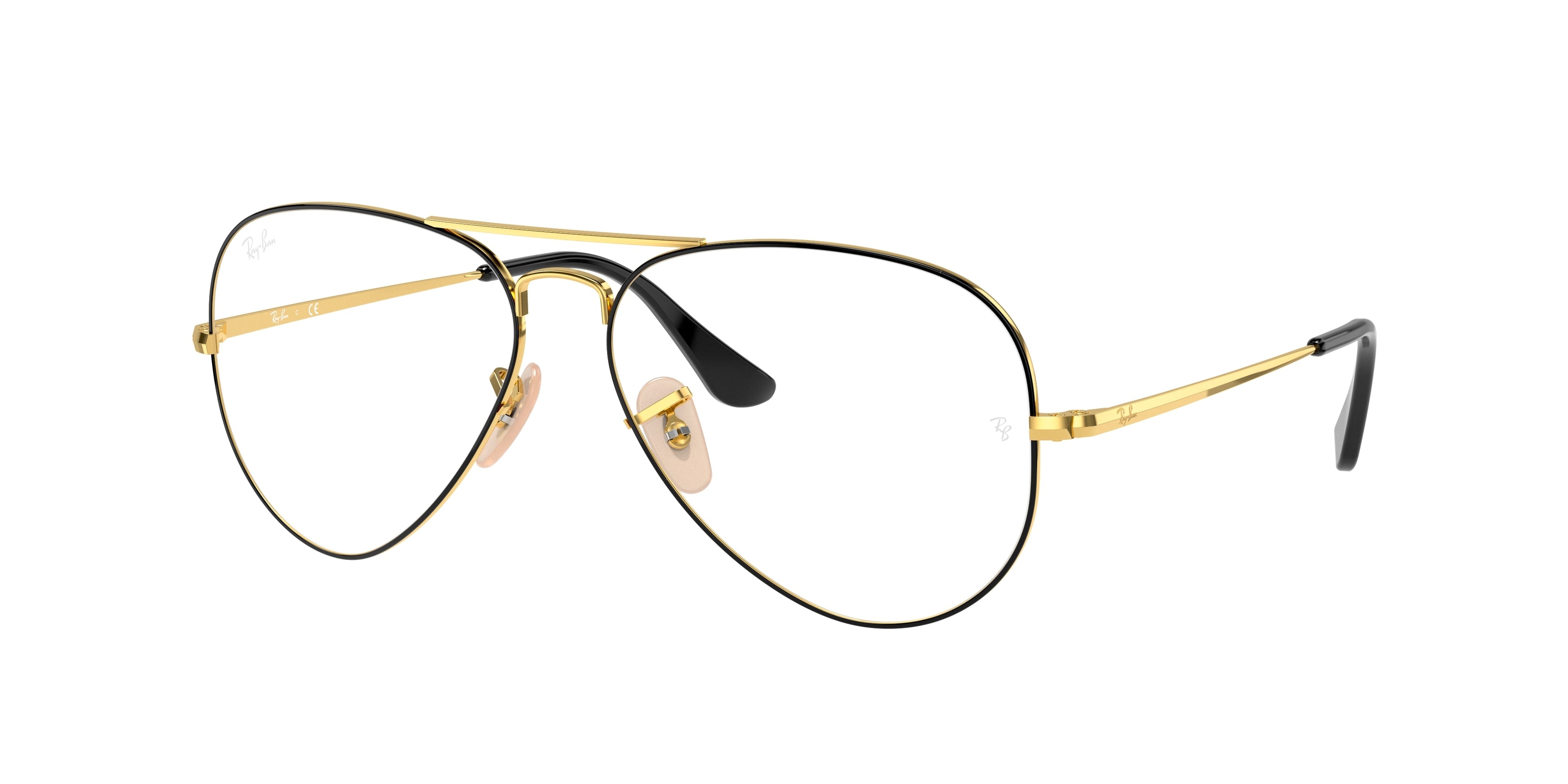 Ray-Ban Optical AVIATOR RX6489 Pilot Eyeglasses  2946-Black On Gold 57-140-14 - Color Map Black